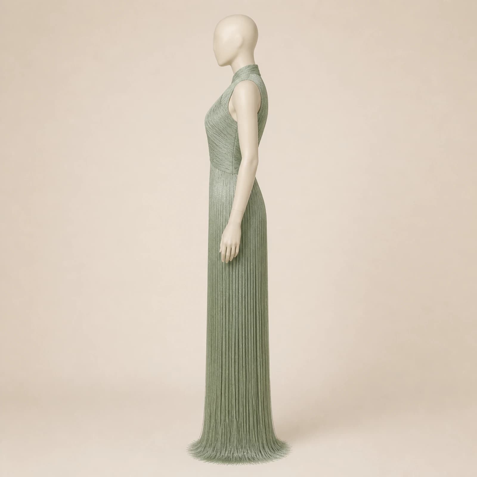Galina Sage Fringe Evening Gown, view 3