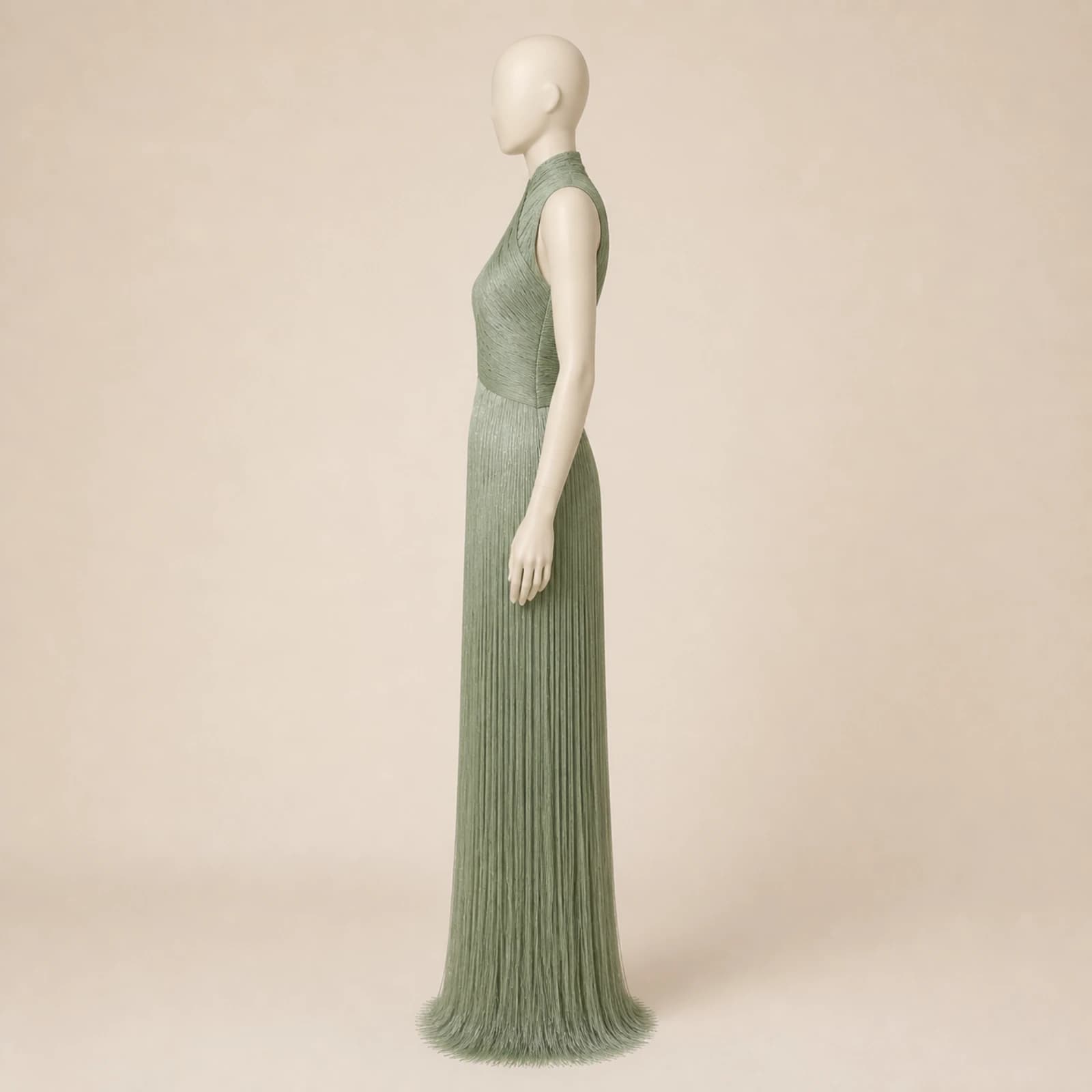 Galina Sage Fringe Evening Gown, view 4
