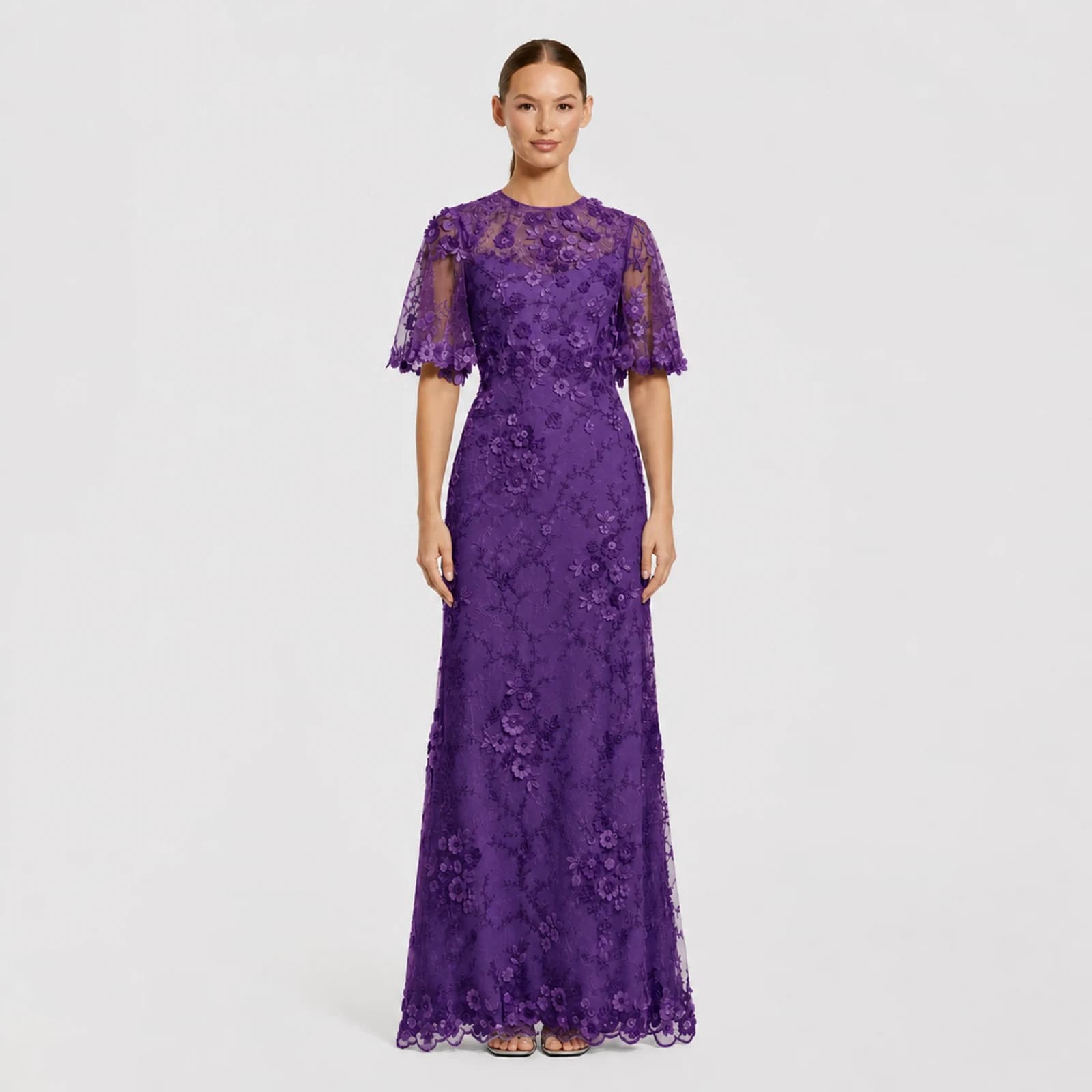 Georgina Purple Lace Gown, view 1
