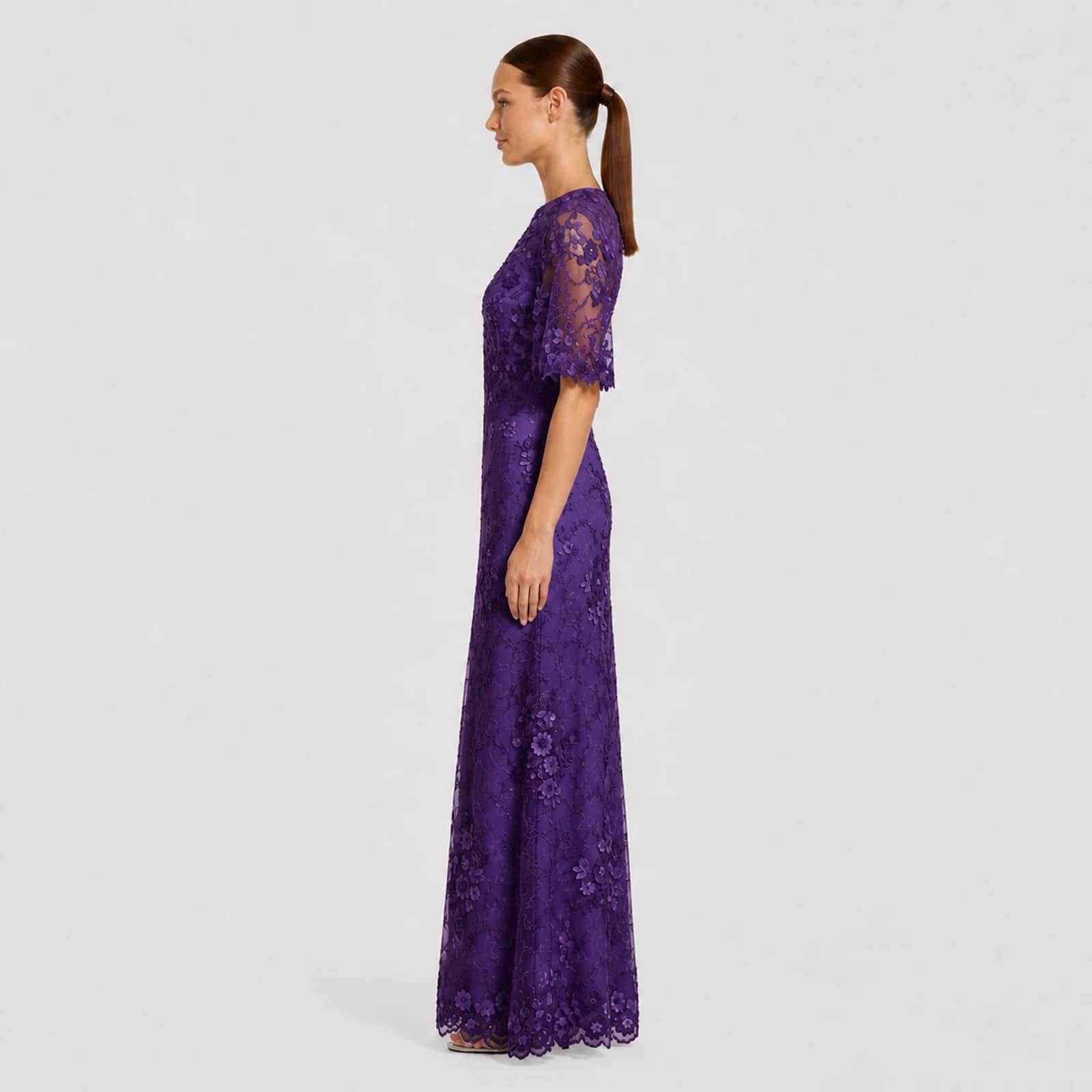 Georgina Purple Lace Gown, view 3