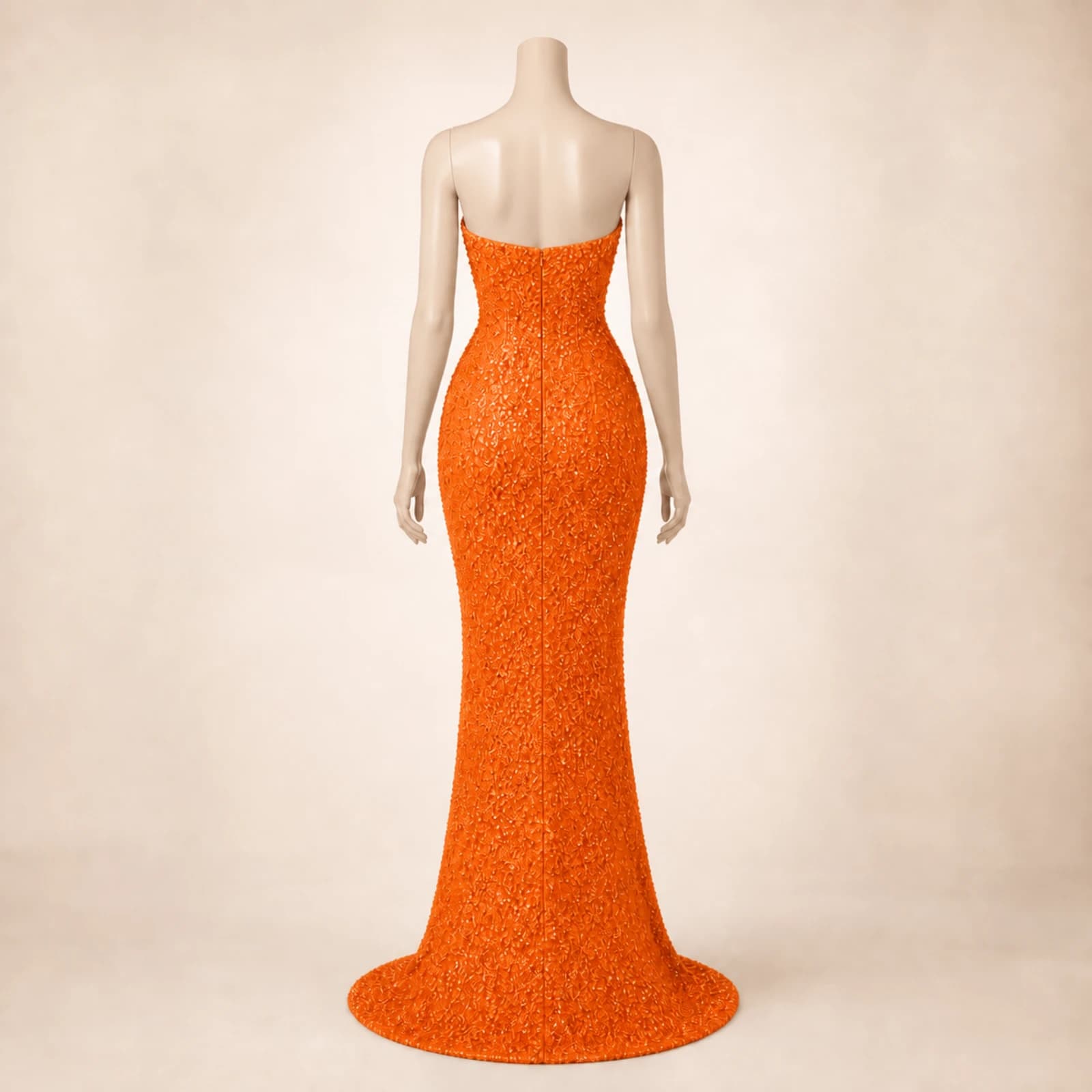 Giselle Orange Crystal Mermaid Gown, view 2