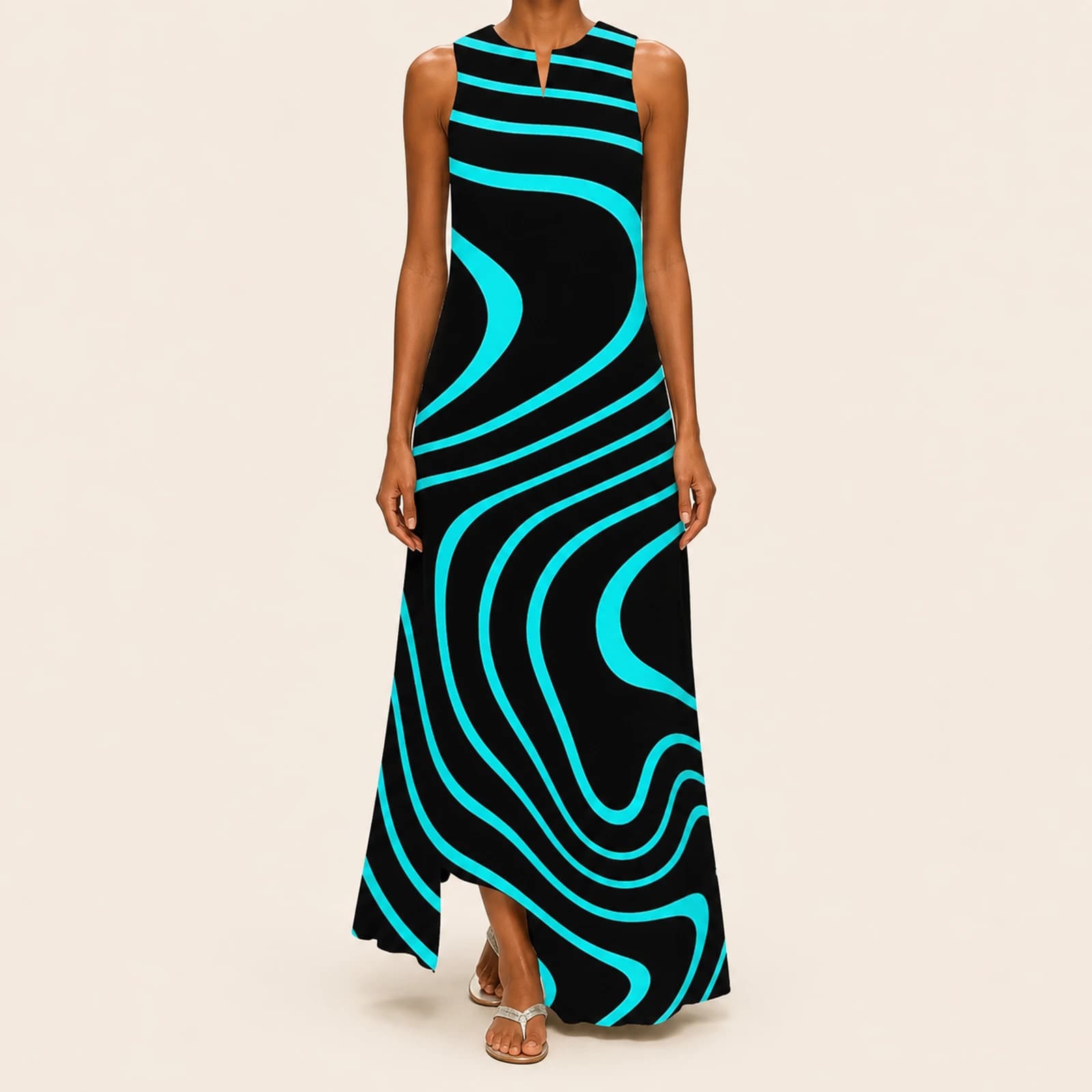 Greer Turquoise Swirl Maxi Dress