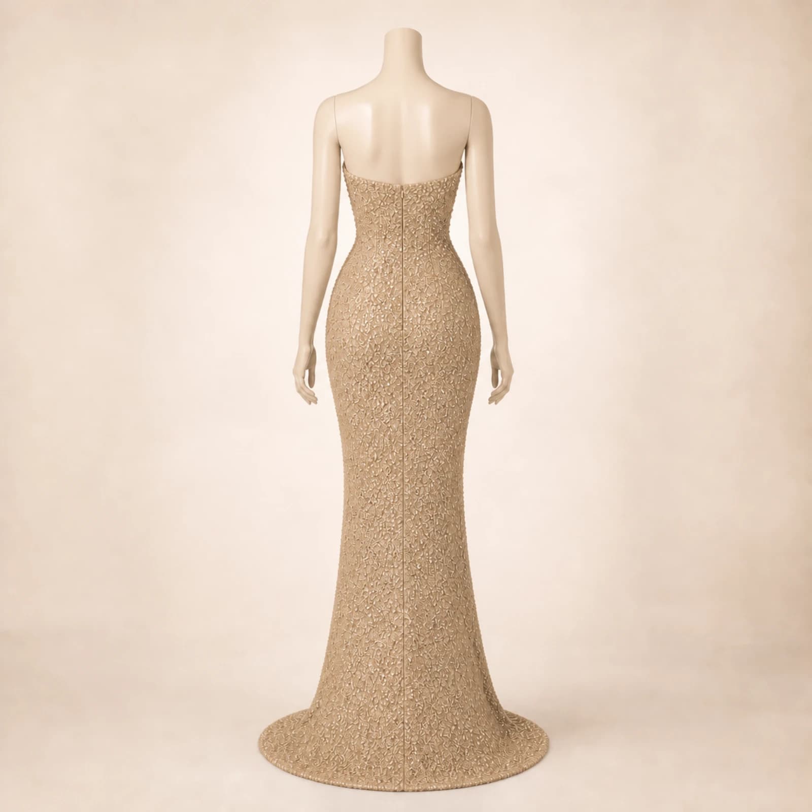 Helena Khaki Crystal Mermaid Gown, view 2