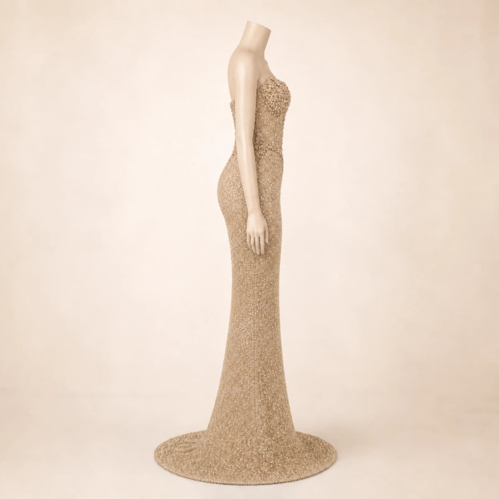 Helena Khaki Crystal Mermaid Gown, view 3