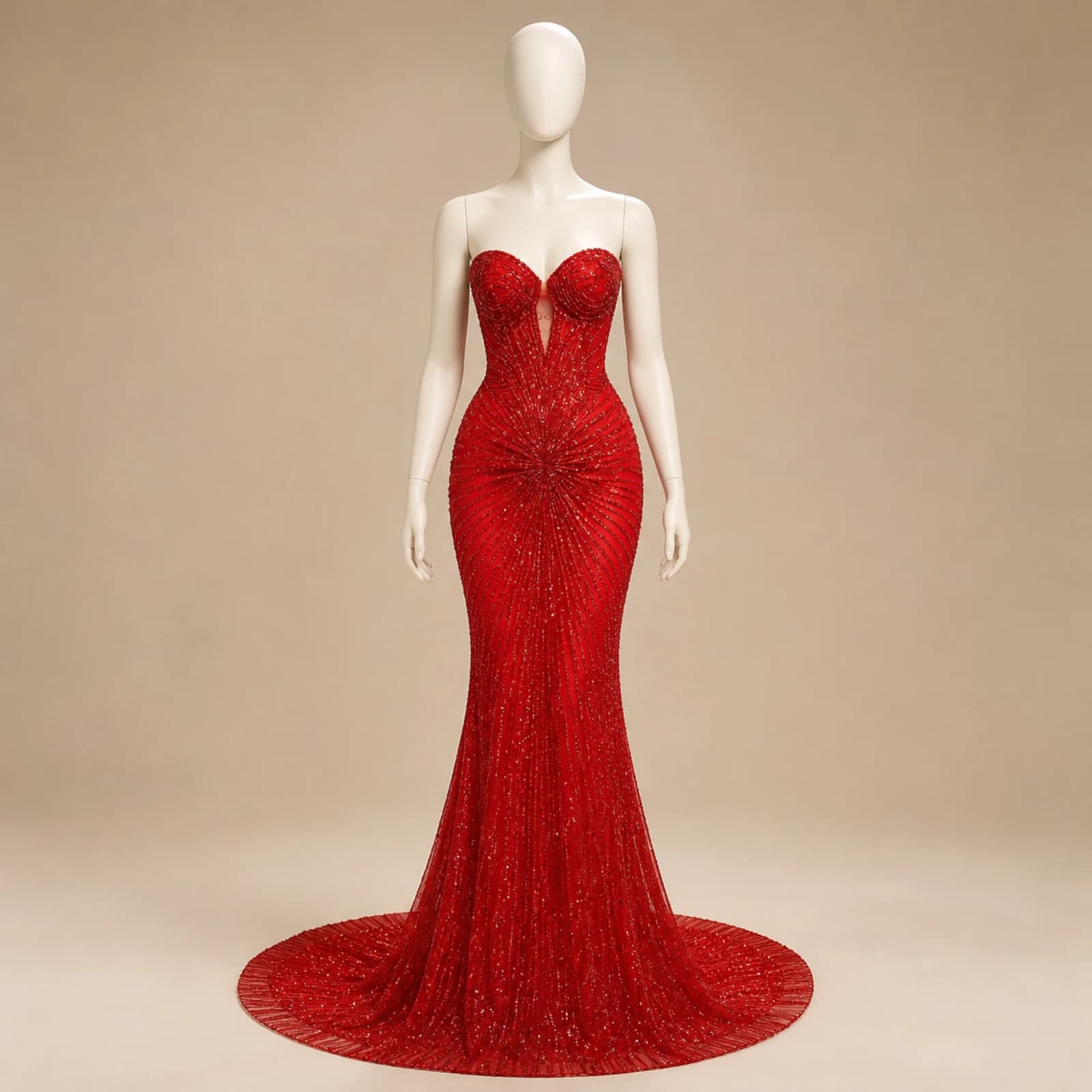 Honora Red Glitter Mermaid Gown, view 1