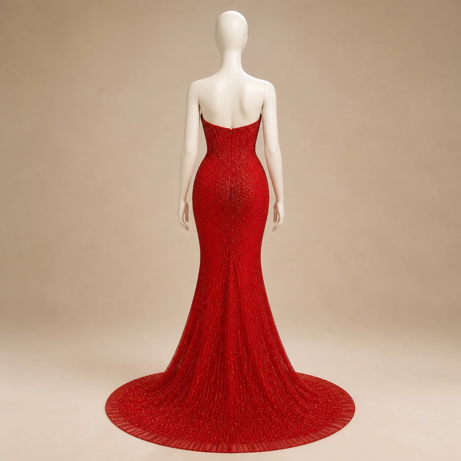 Honora Red Glitter Mermaid Gown, view 2