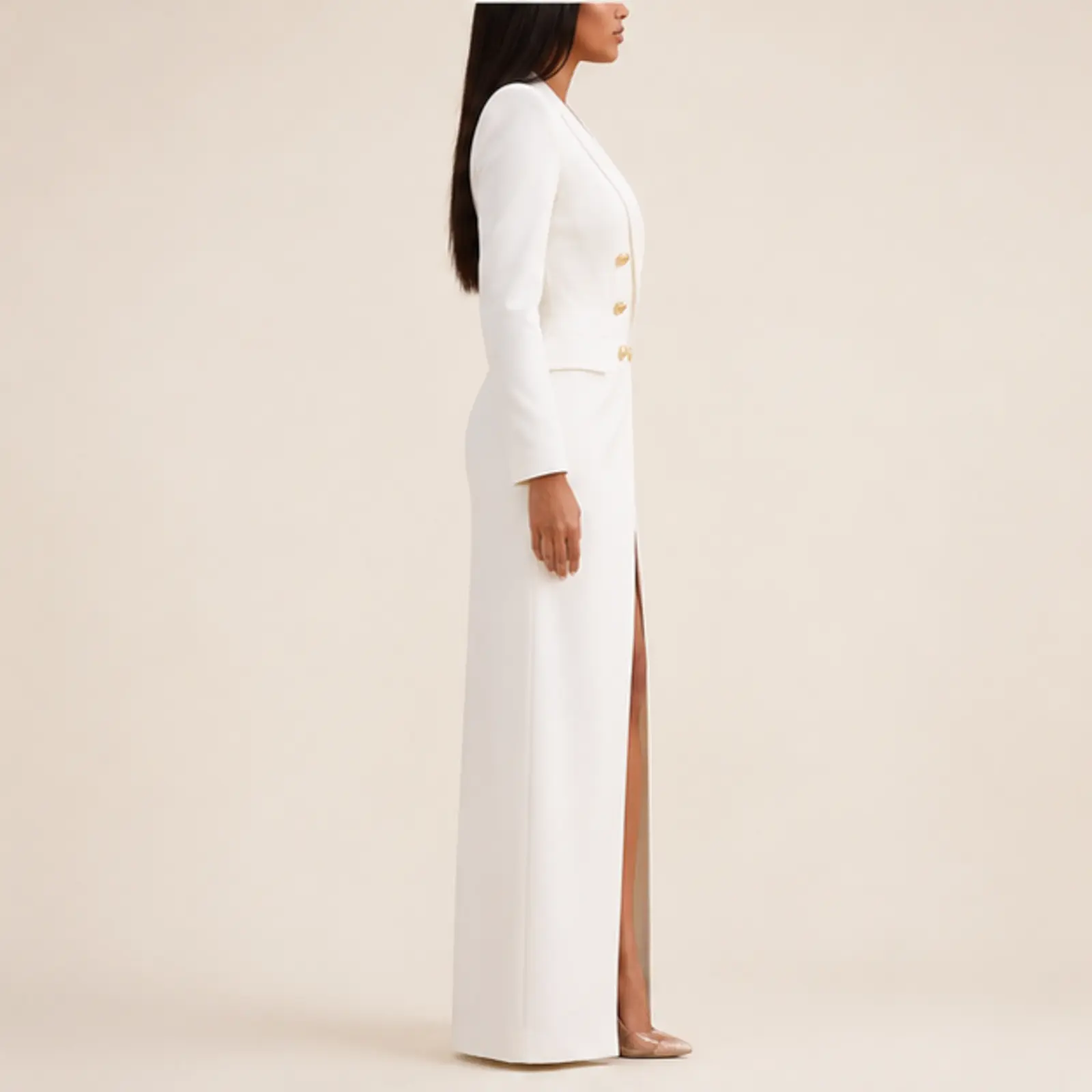 Ilana Double-Breasted Maxi Jacket, view 4