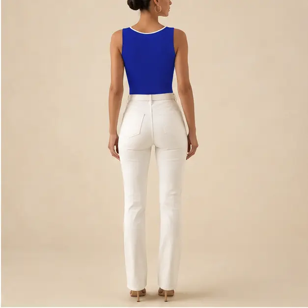 Indigo Ribbed Tank, view 2