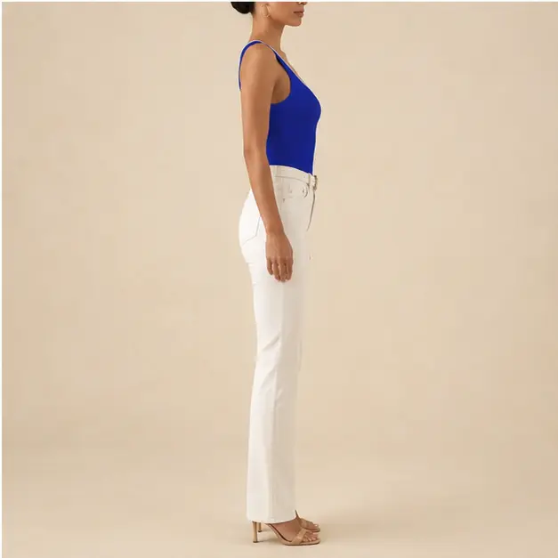 Indigo Ribbed Tank, view 4