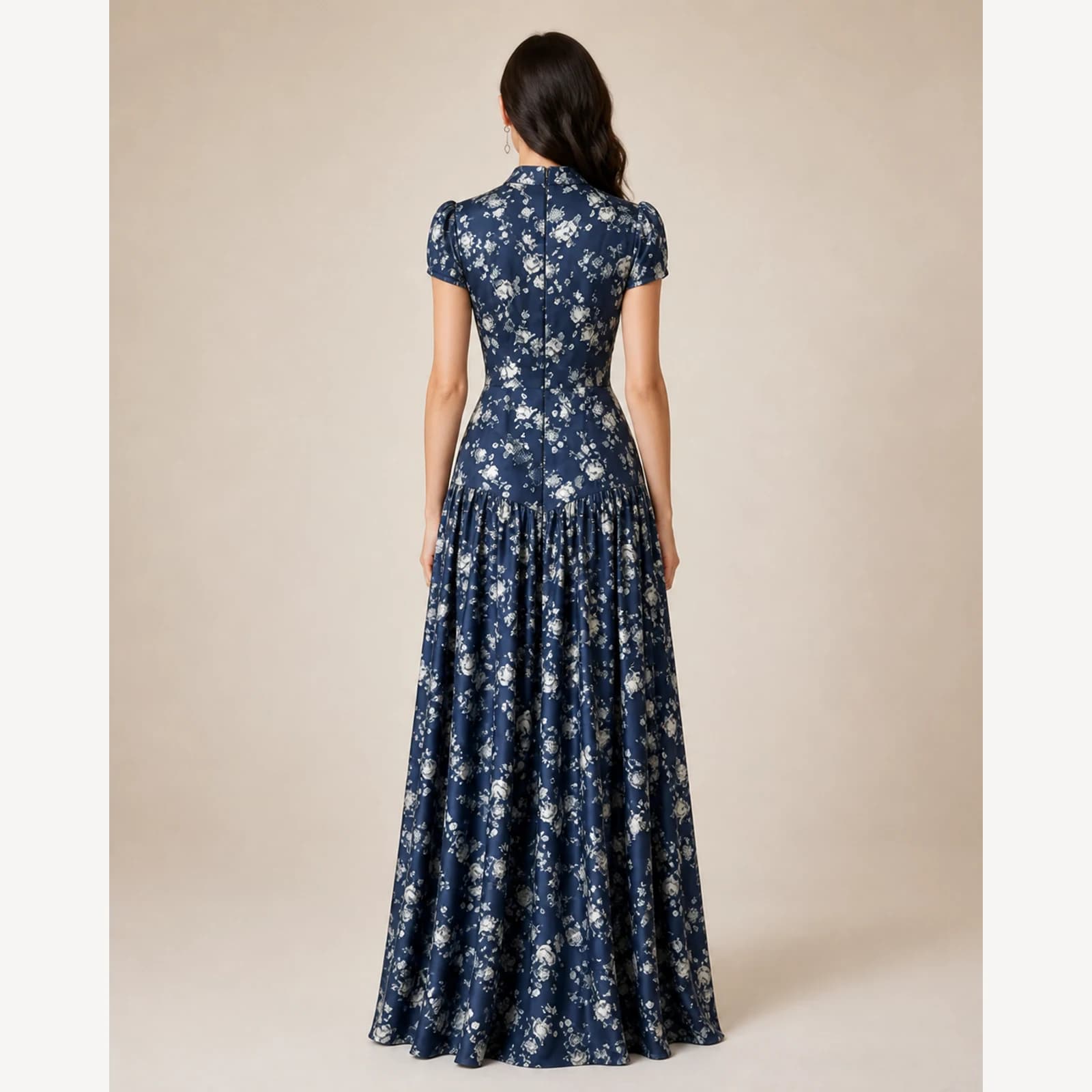 Inez Blue Pleated Maxi Dress, view 2