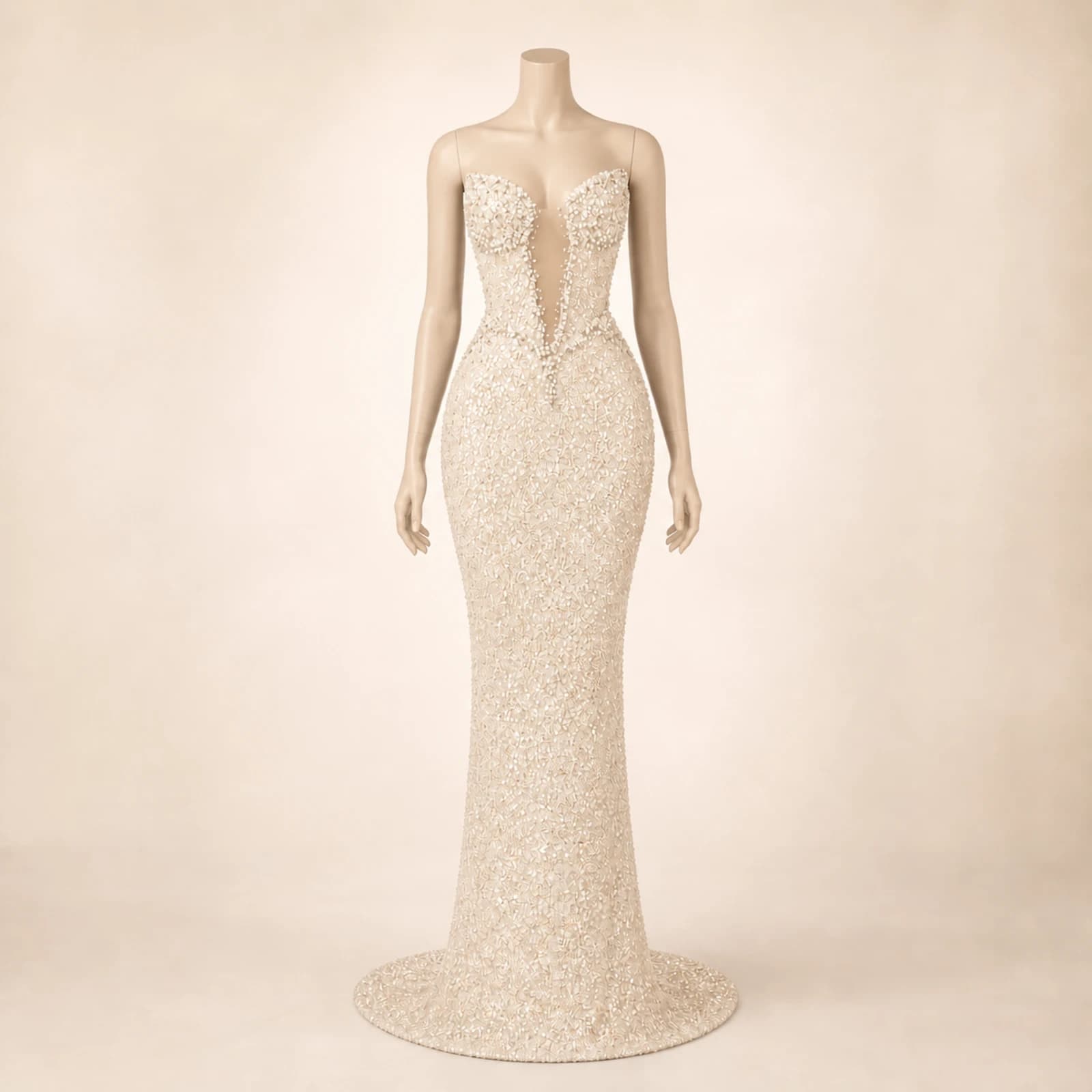 Isadora Ivory Crystal Mermaid Gown, view 1