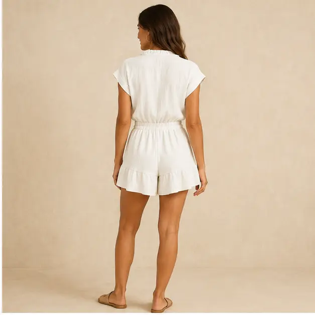 Isla Linen Romper, view 2