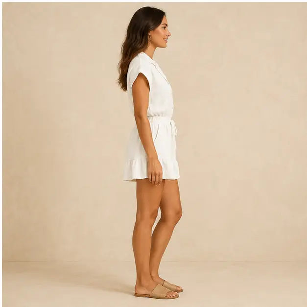 Isla Linen Romper, view 4