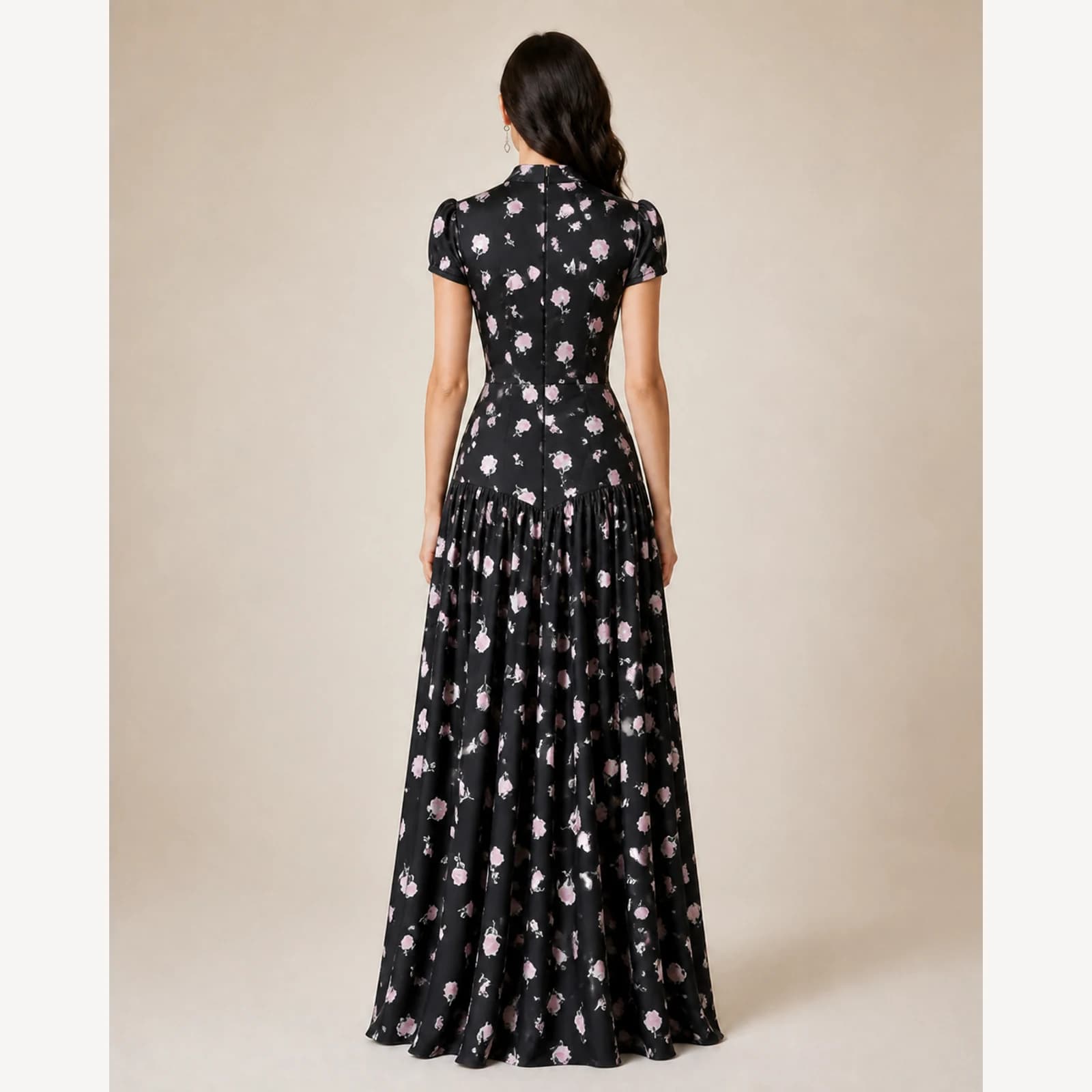 Jovina Black Pleated Maxi Dress, view 2