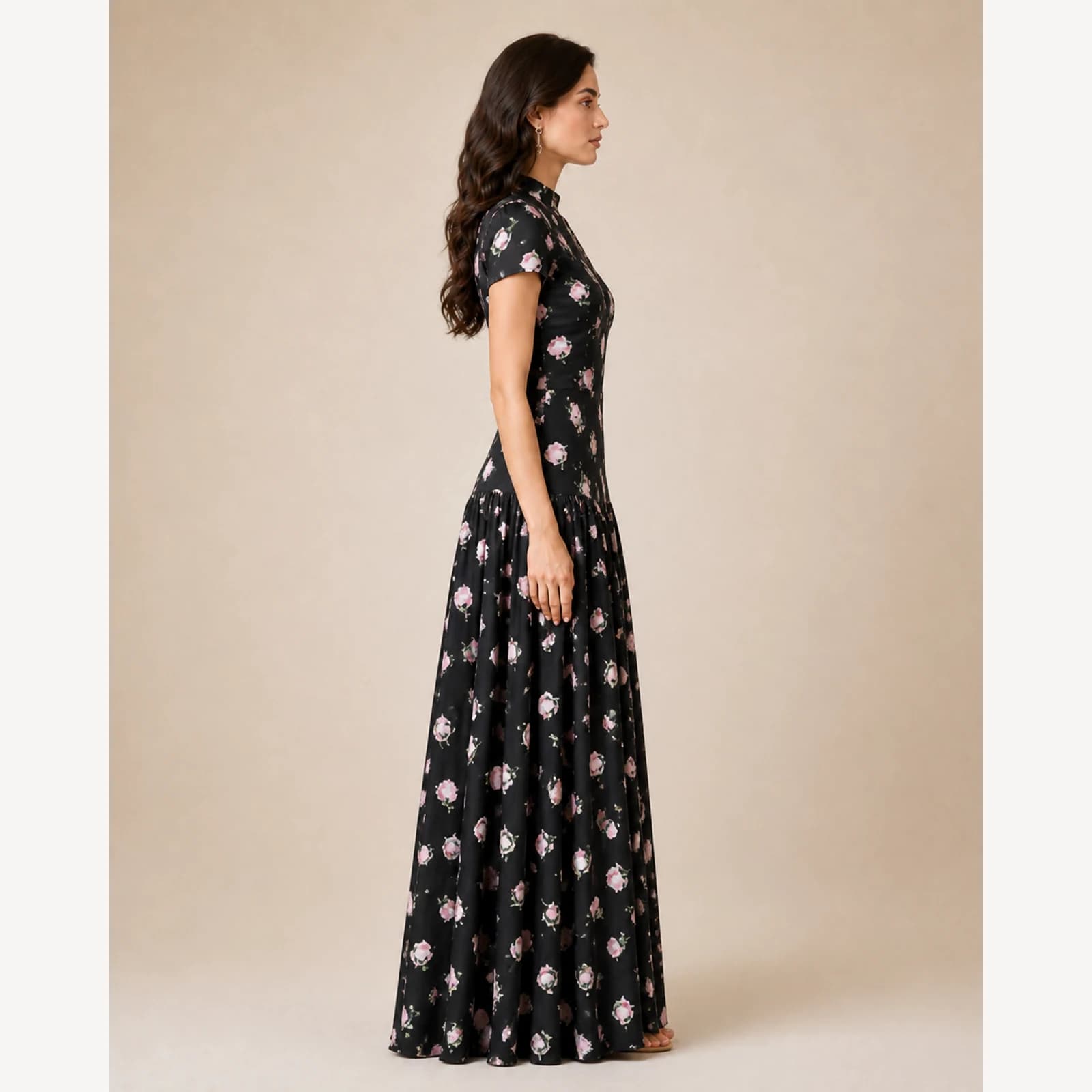 Jovina Black Pleated Maxi Dress, view 4