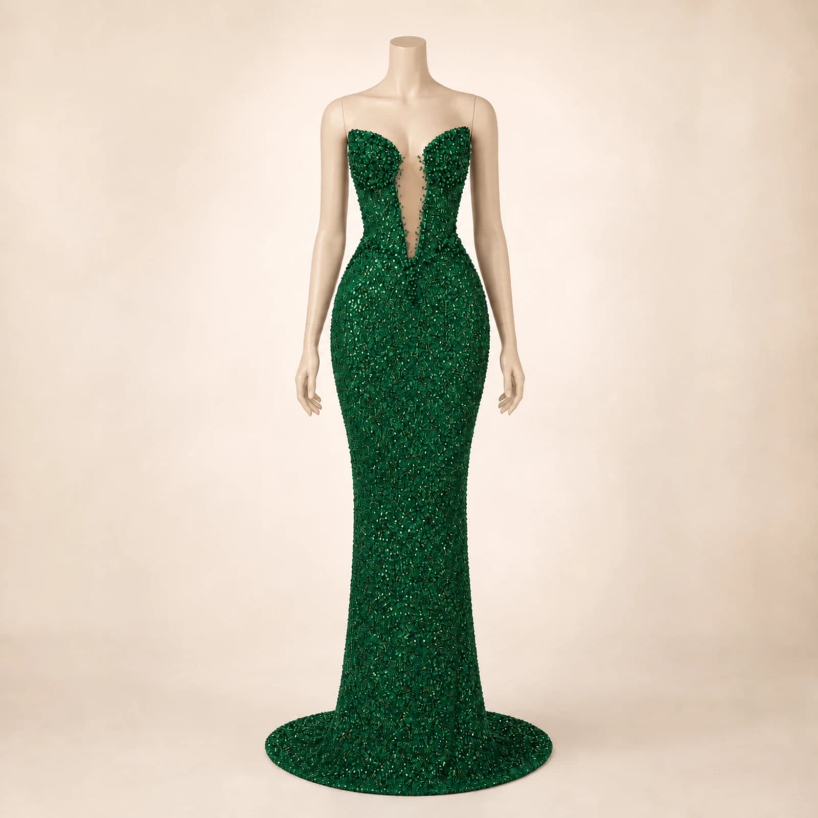 Juliana Green Crystal Mermaid Gown, view 1