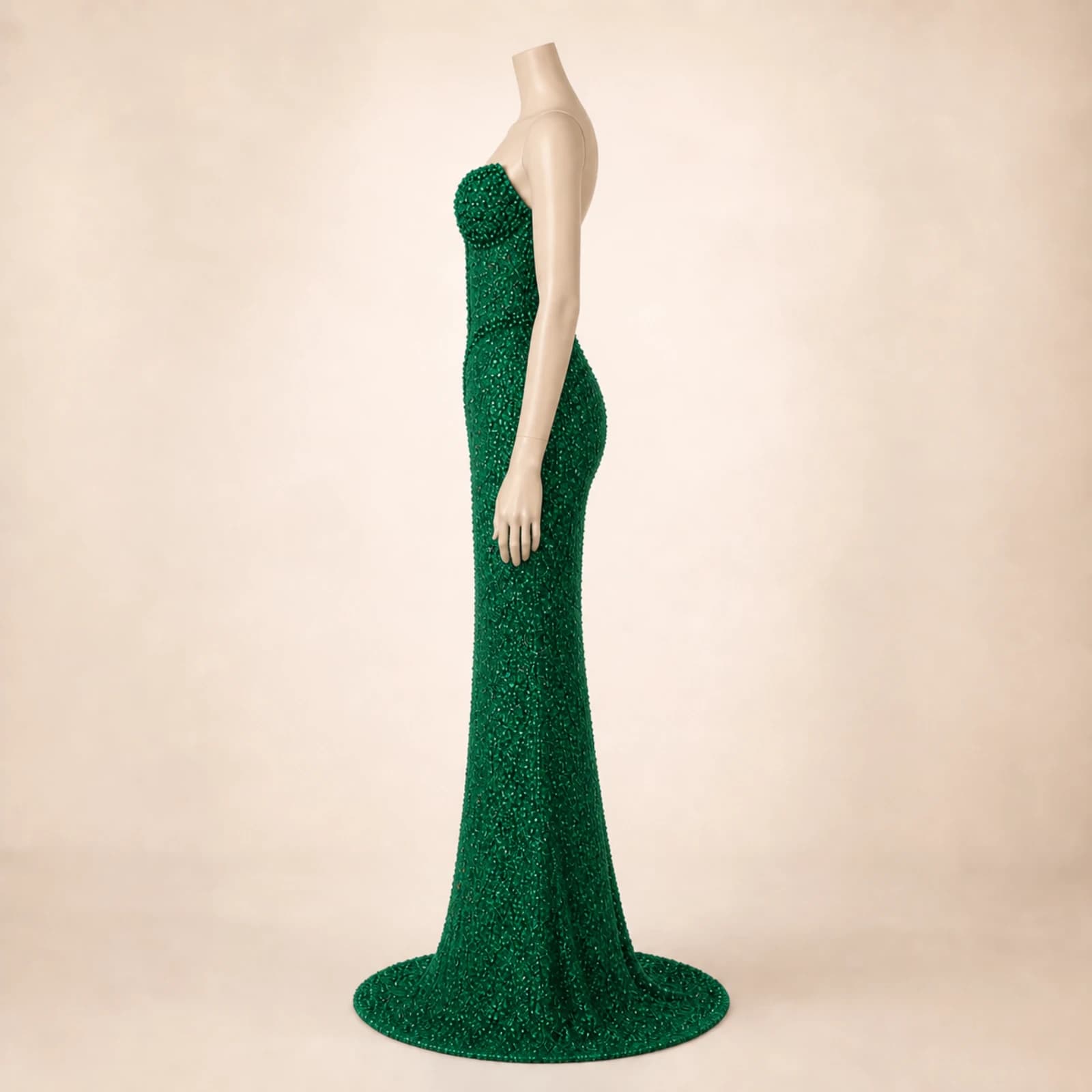 Juliana Green Crystal Mermaid Gown, view 4