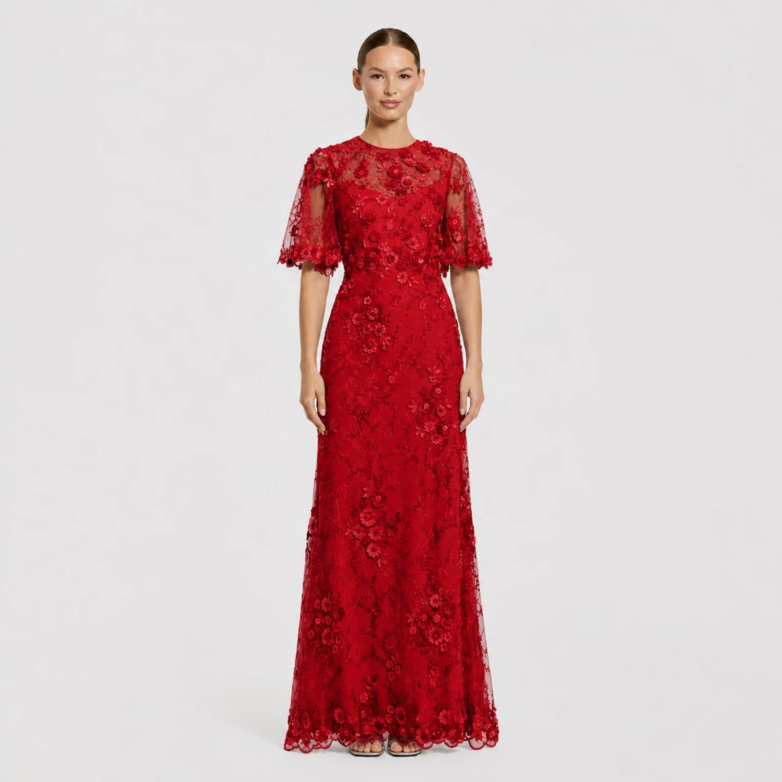 Juliette Red Lace Gown, view 1