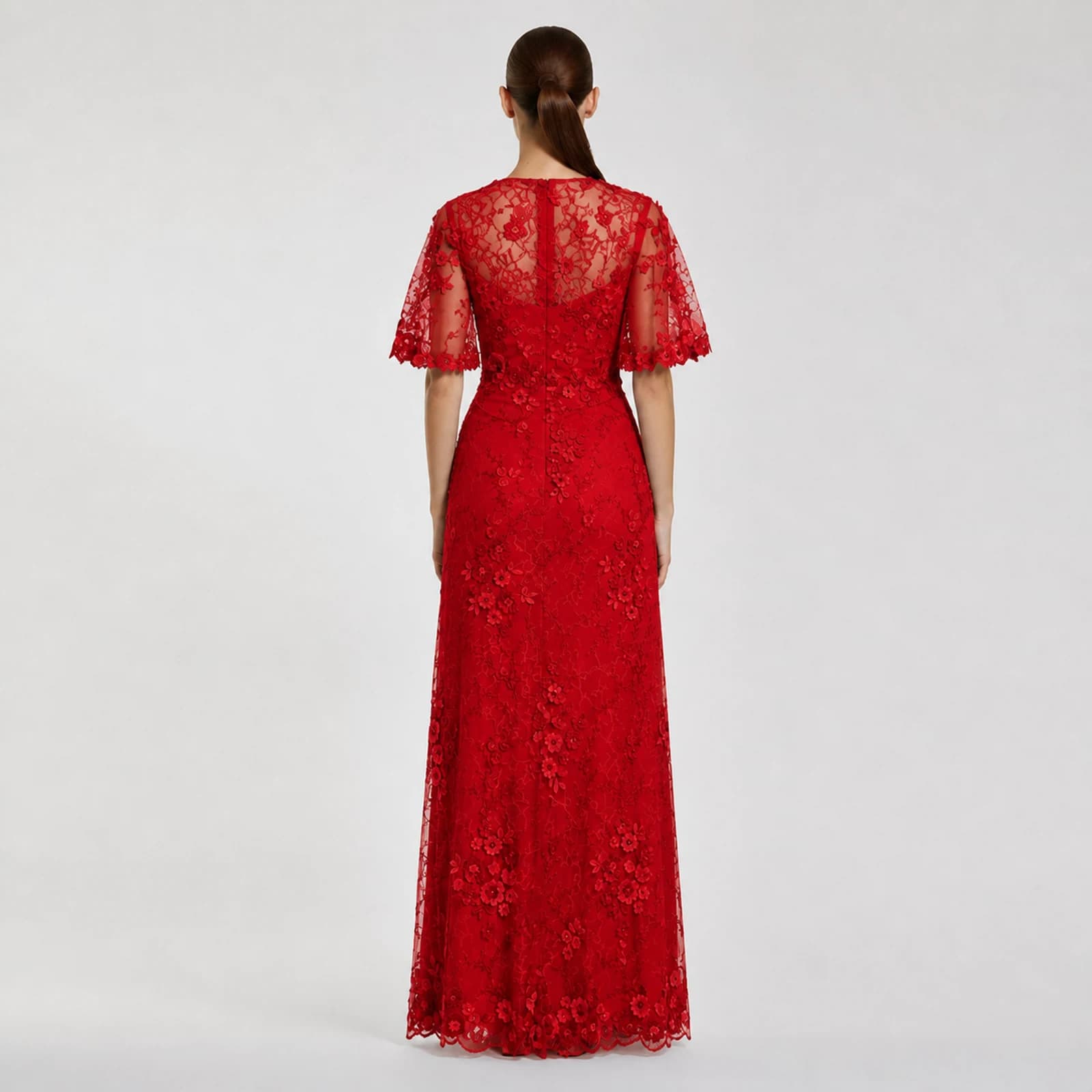 Juliette Red Lace Gown, view 2