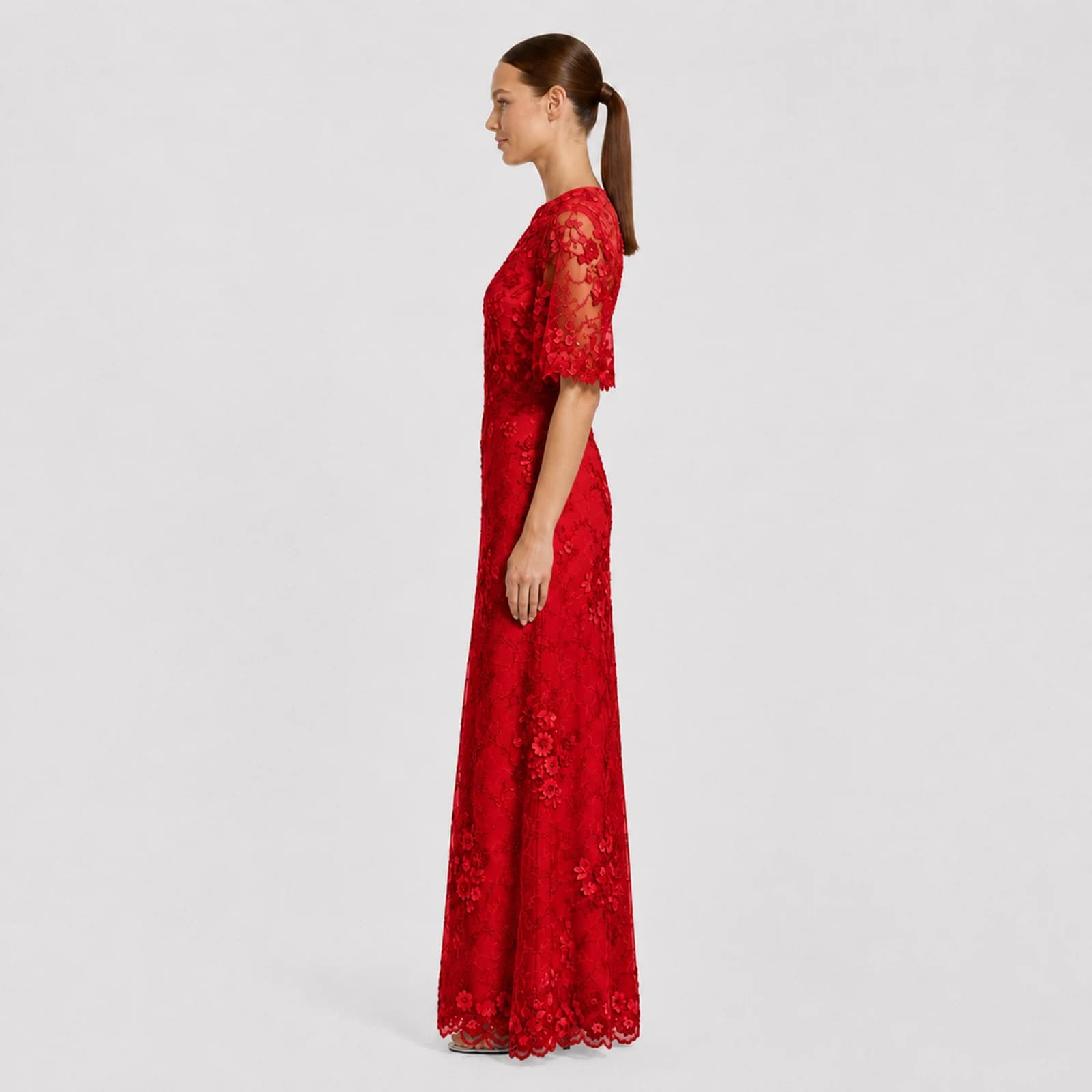 Juliette Red Lace Gown, view 3