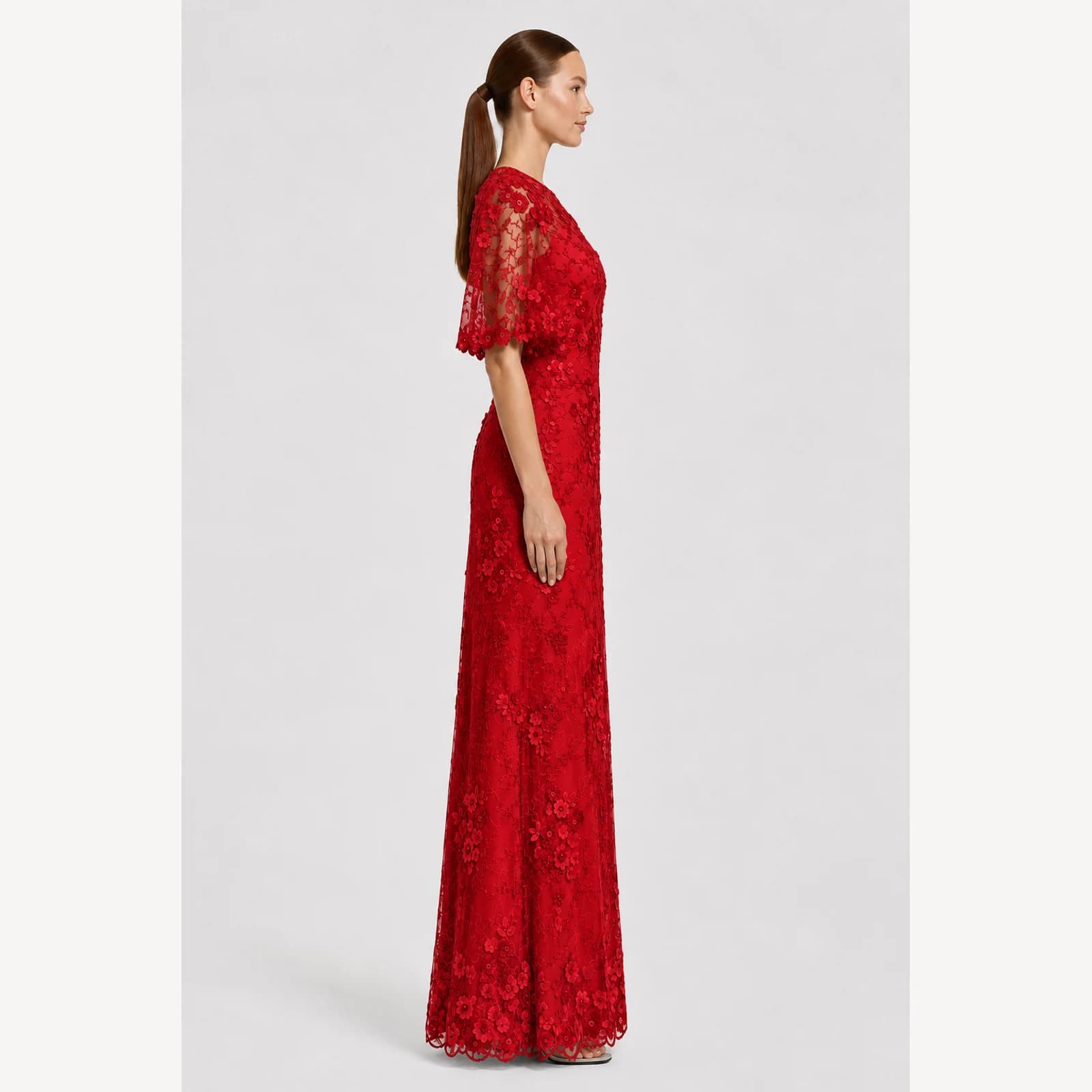 Juliette Red Lace Gown, view 4