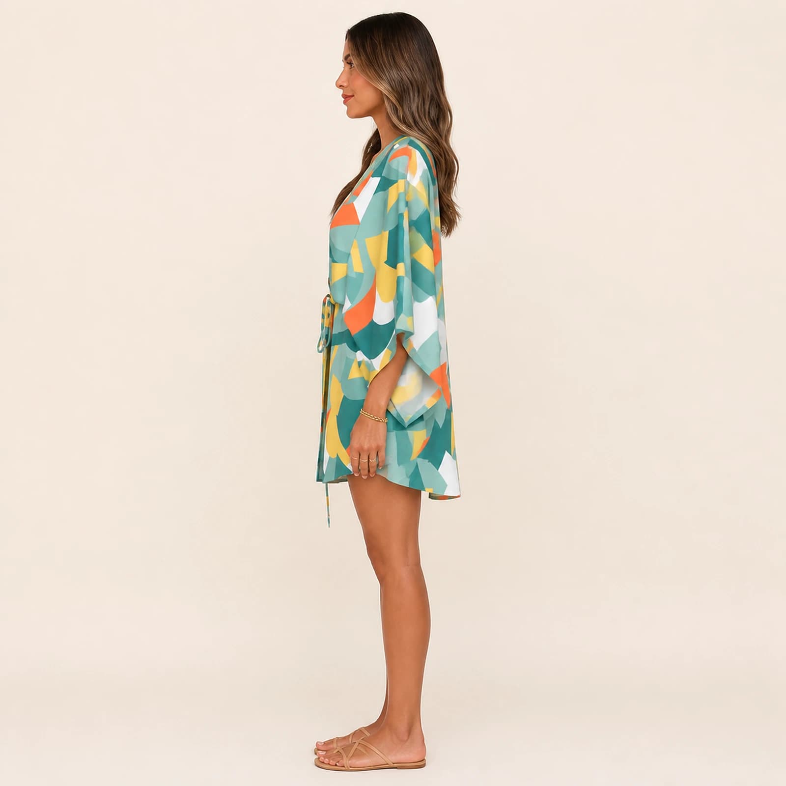 Kaia Mint Mosaic Mini Dress, view 3