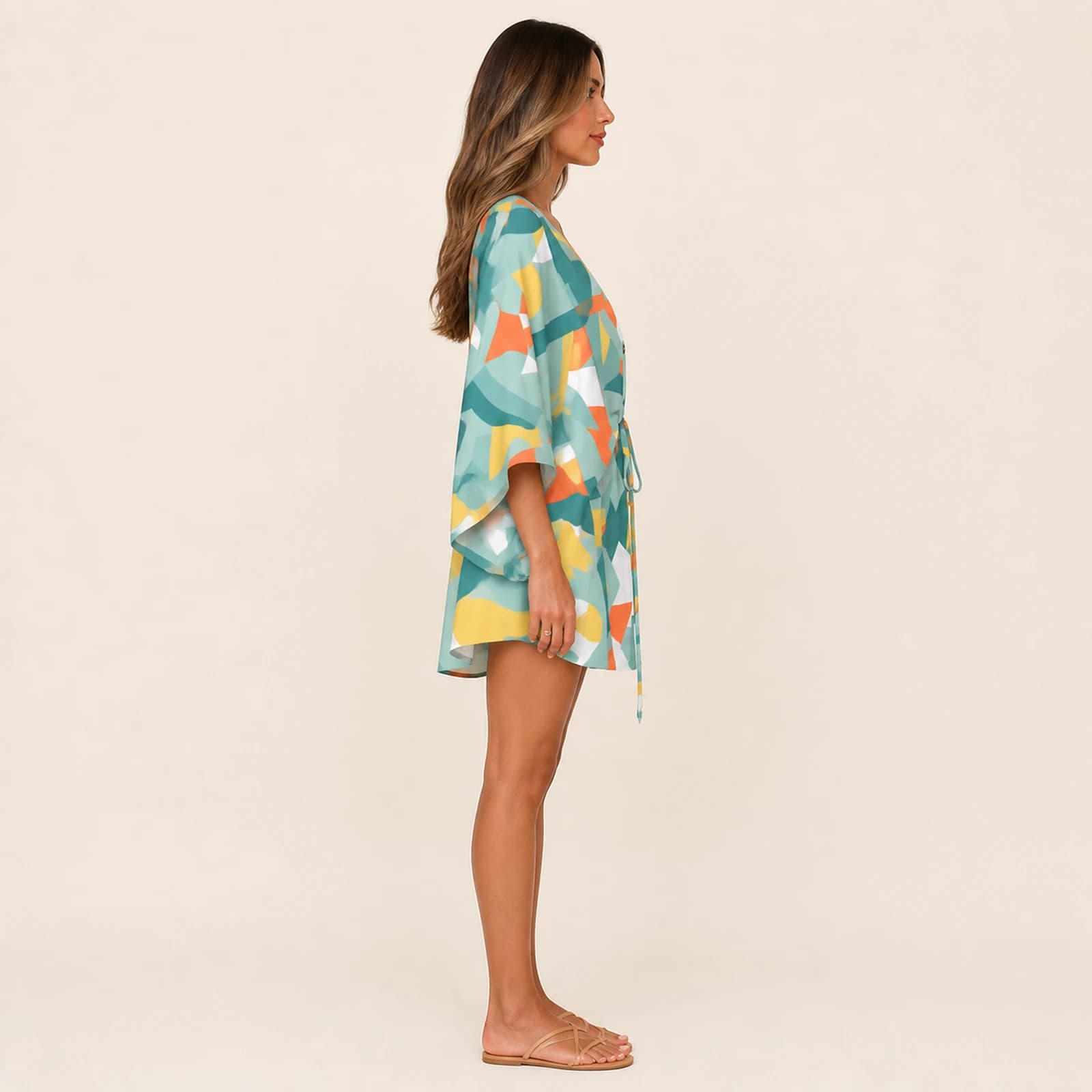 Kaia Mint Mosaic Mini Dress, view 4