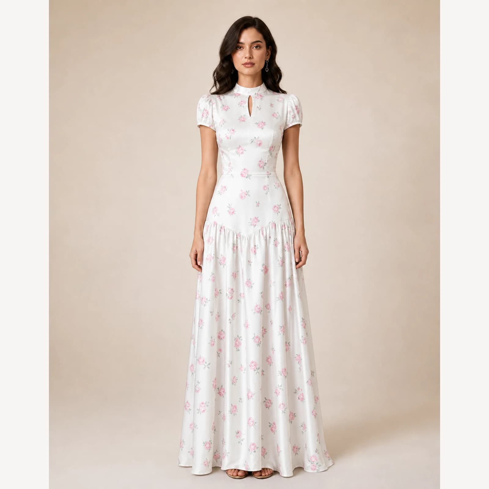 Kalina White Pleated Maxi Dress, view 1