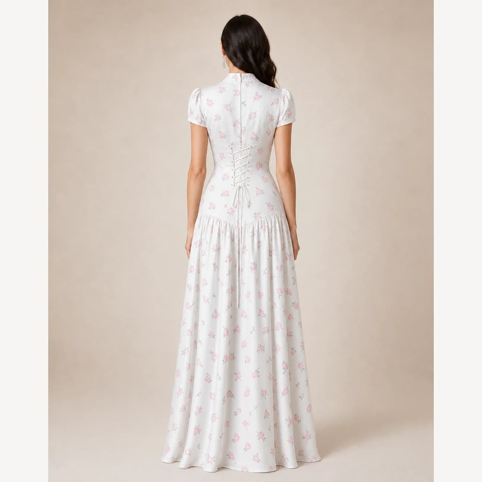 Kalina White Pleated Maxi Dress, view 2
