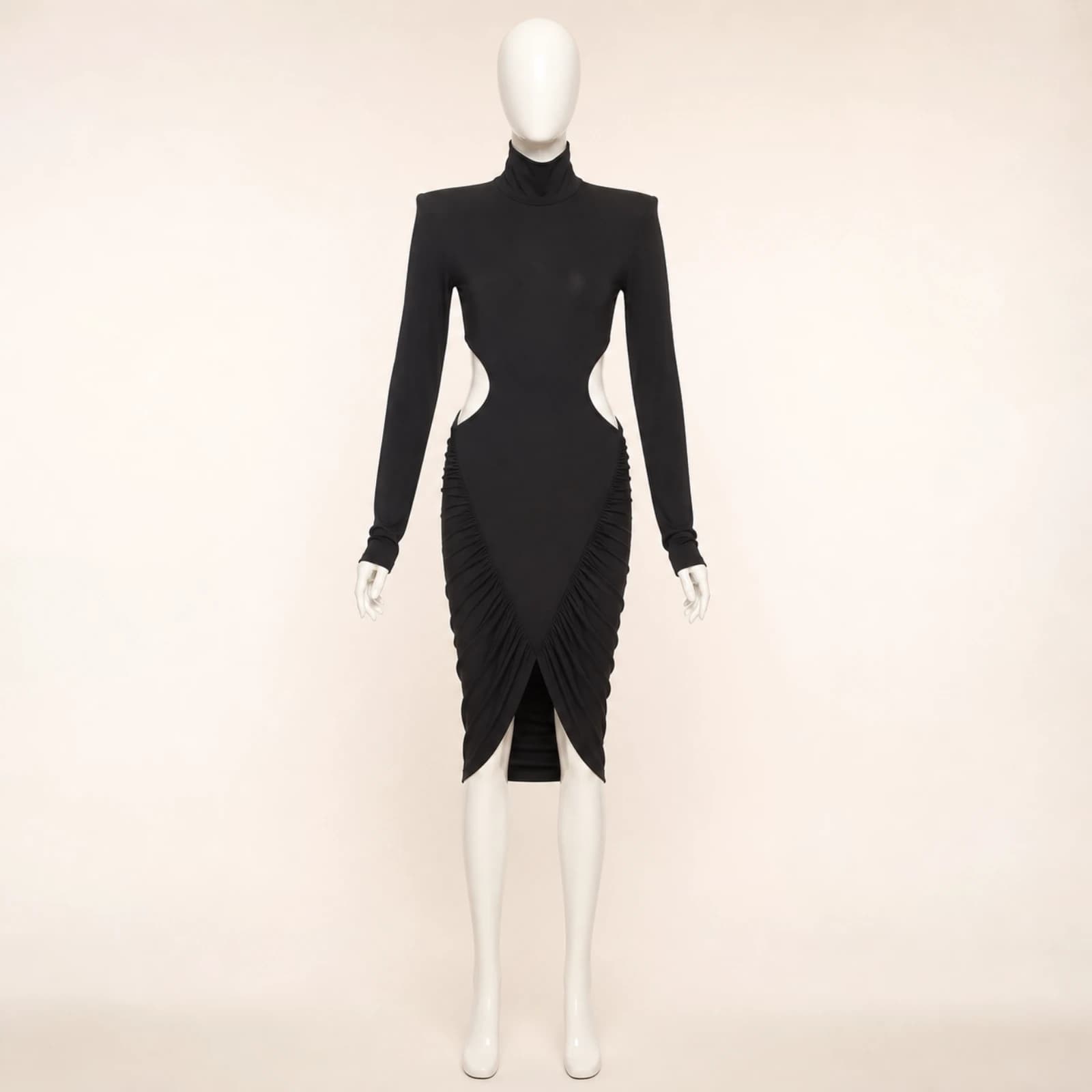 Kallista Black Cutout Midi Dress, view 1