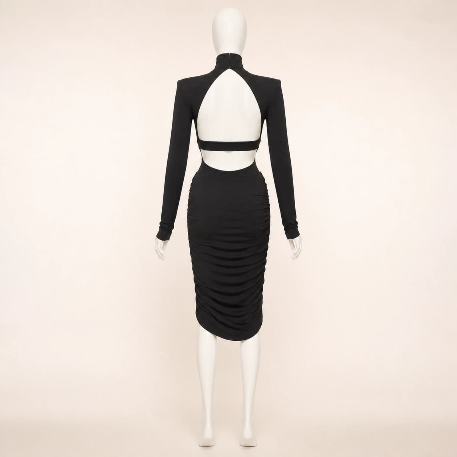 Kallista Black Cutout Midi Dress, view 2