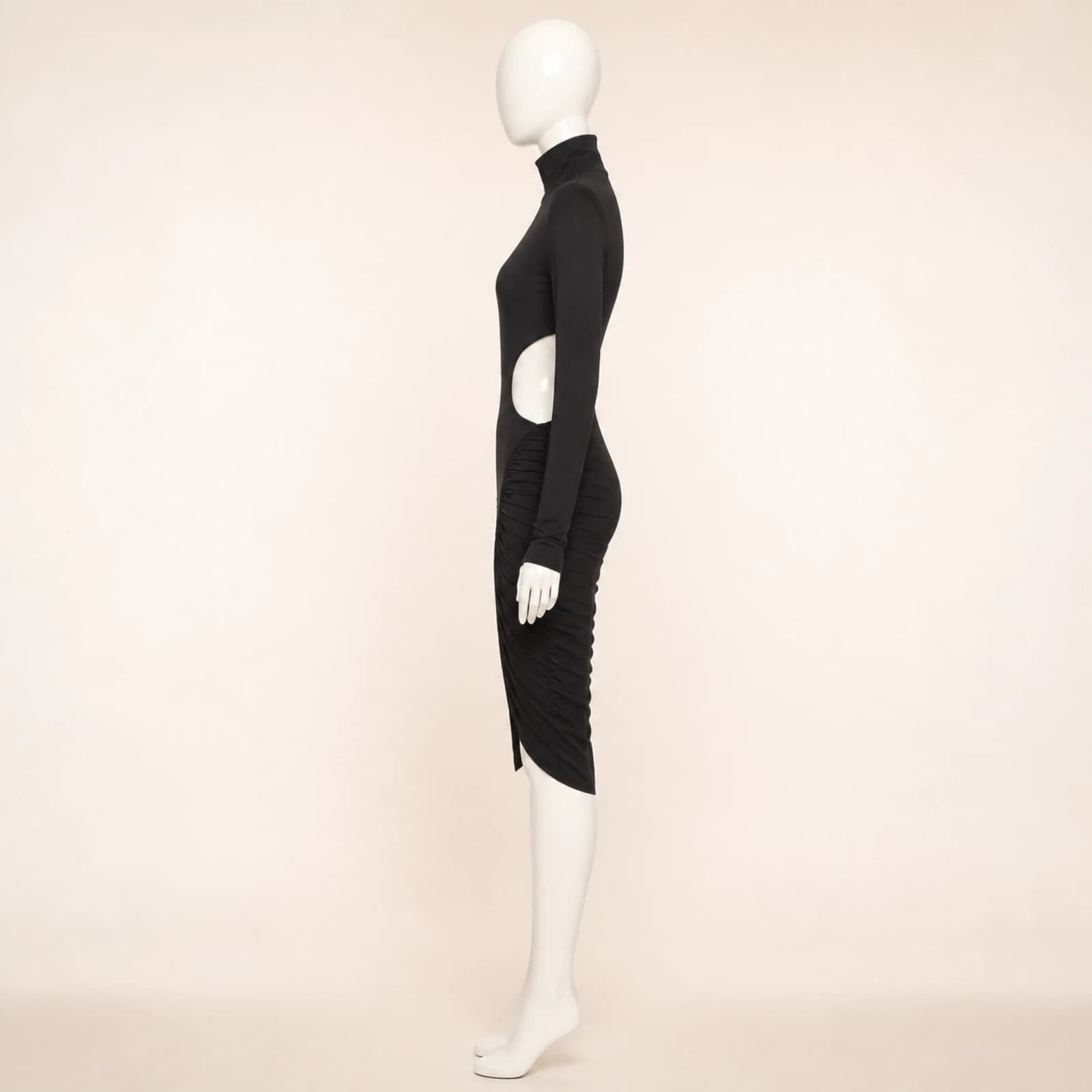 Kallista Black Cutout Midi Dress, view 3