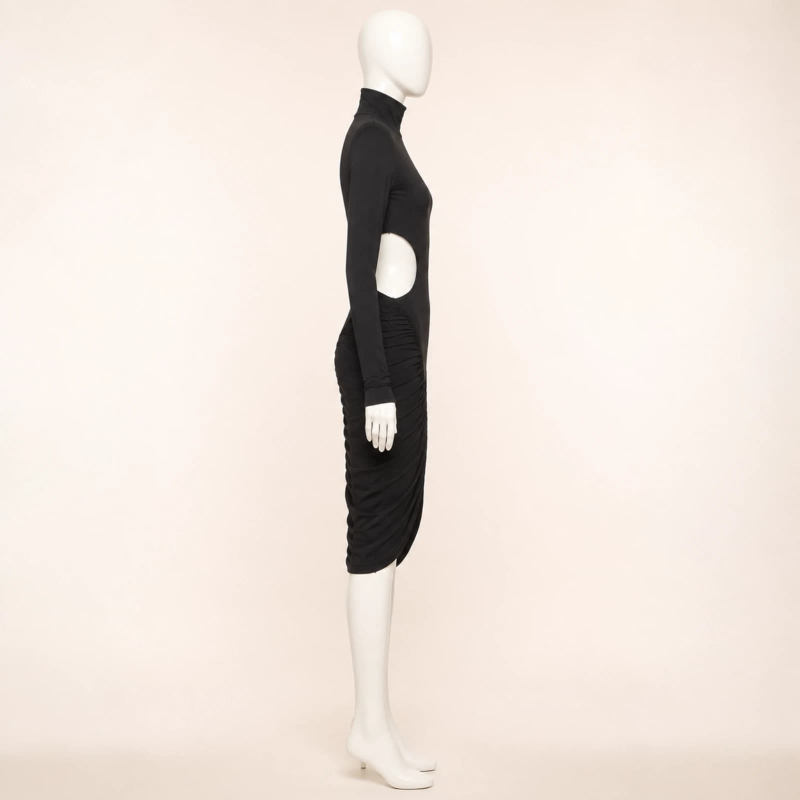 Kallista Black Cutout Midi Dress, view 4