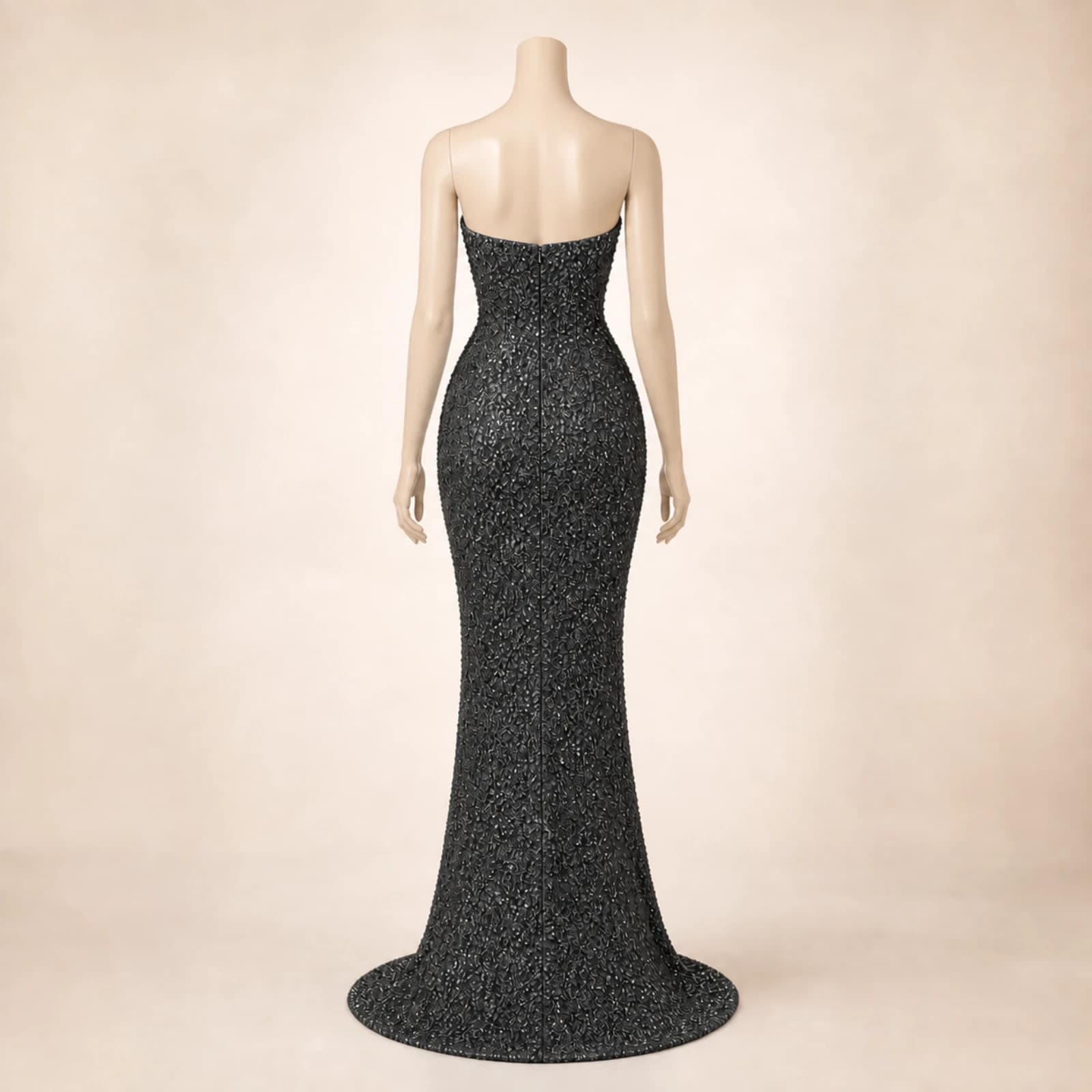 Katarina Gray Crystal Mermaid Gown, view 2