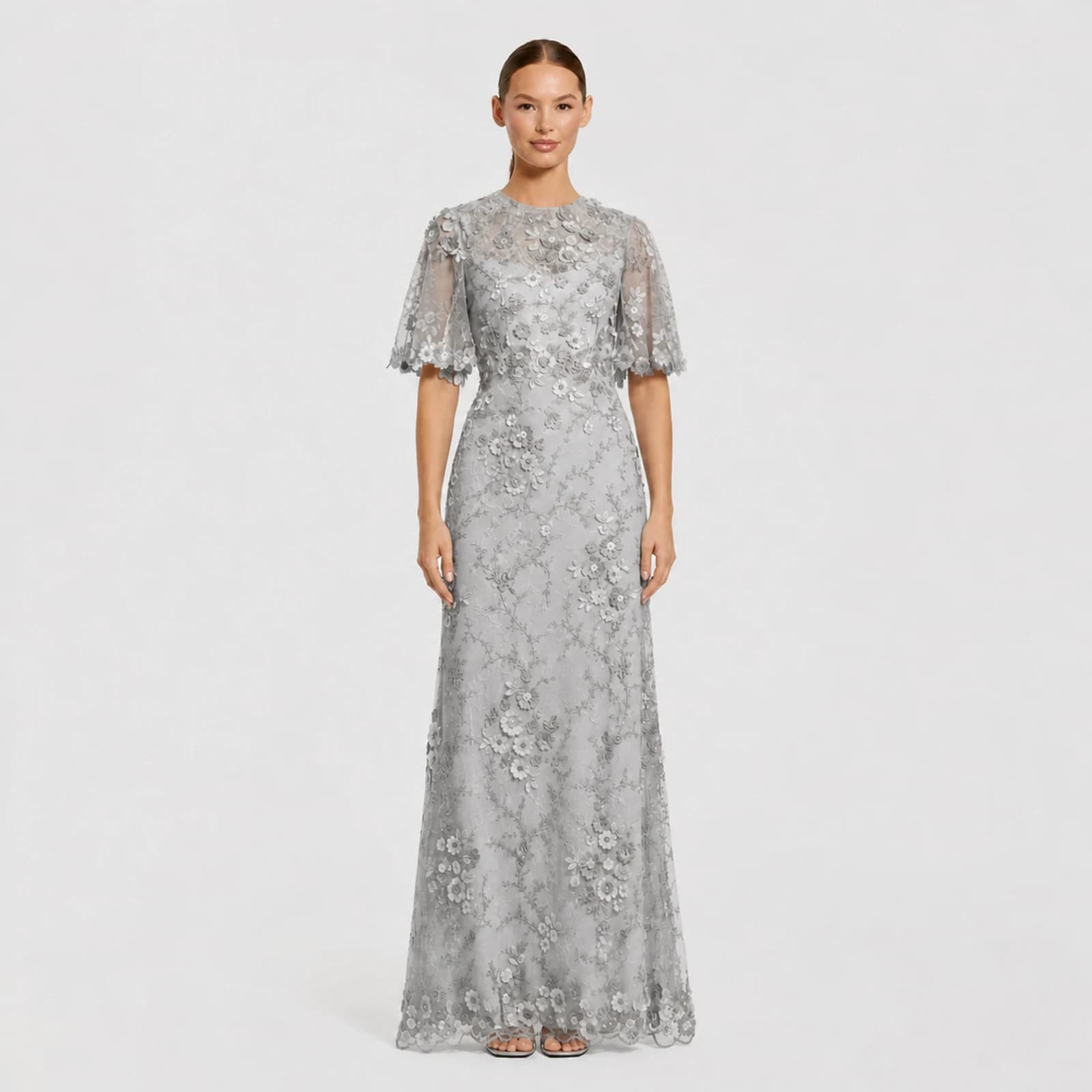 Katarina Silver Lace Gown, view 1