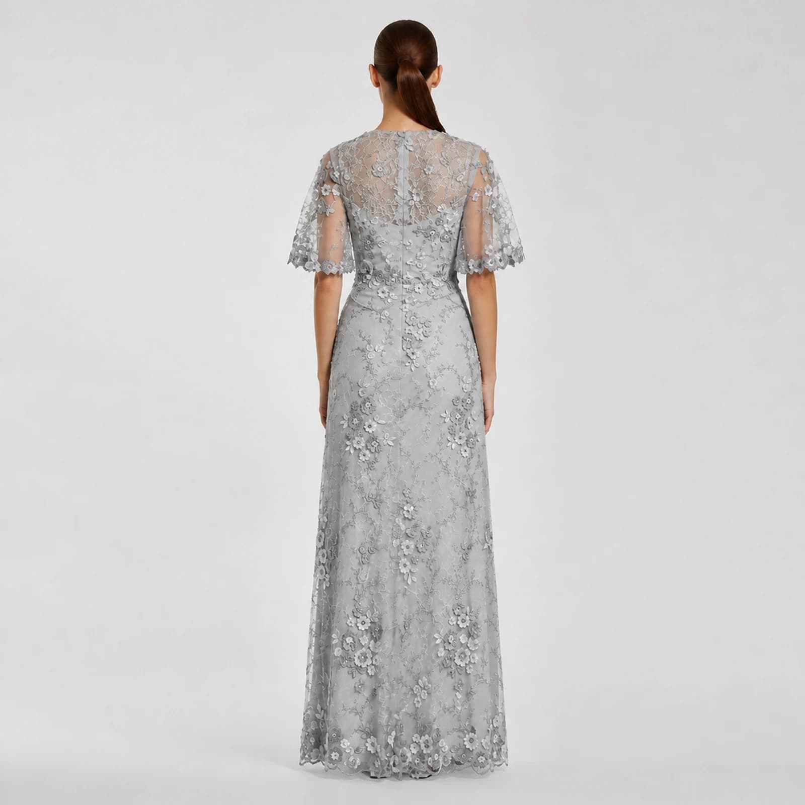 Katarina Silver Lace Gown, view 2