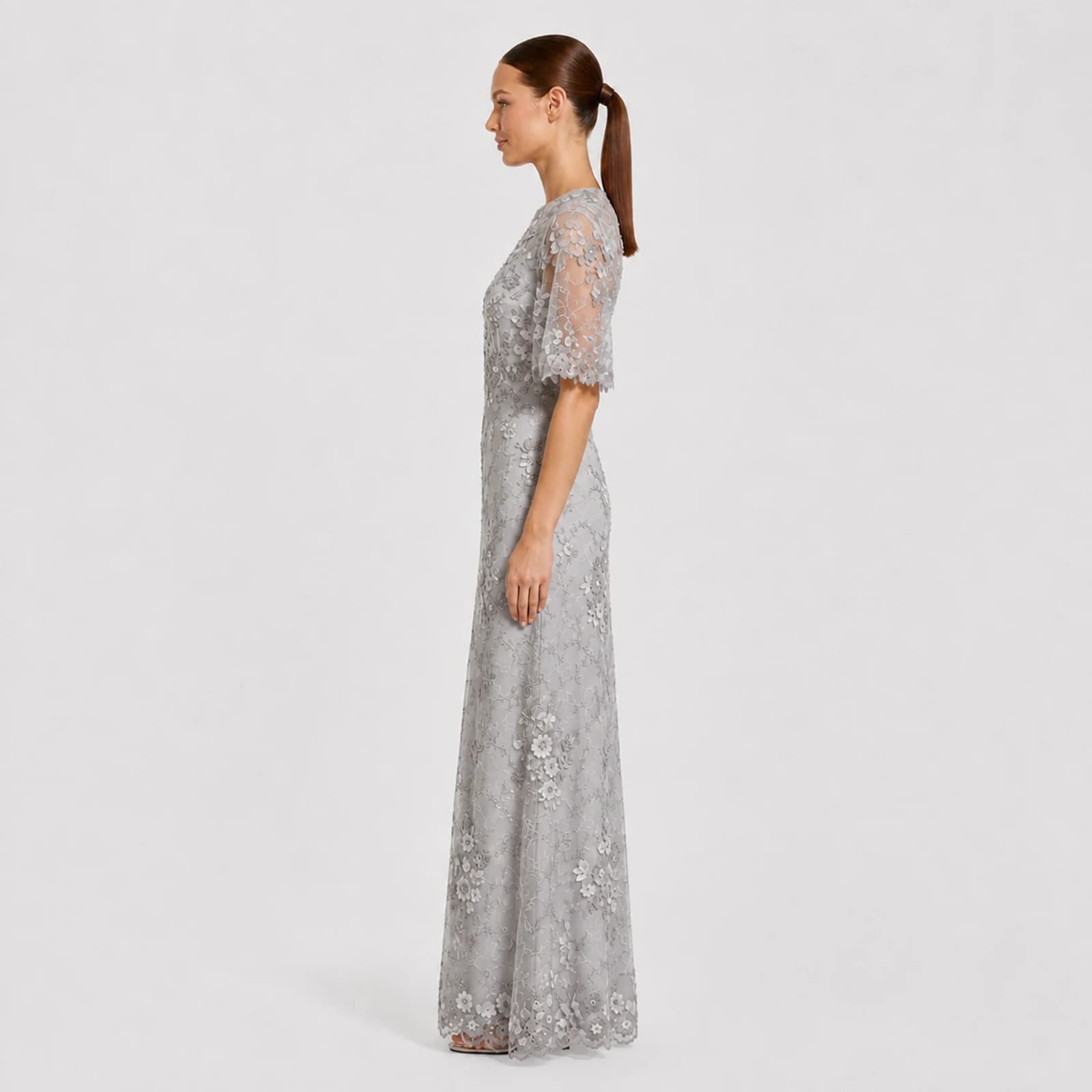 Katarina Silver Lace Gown, view 3