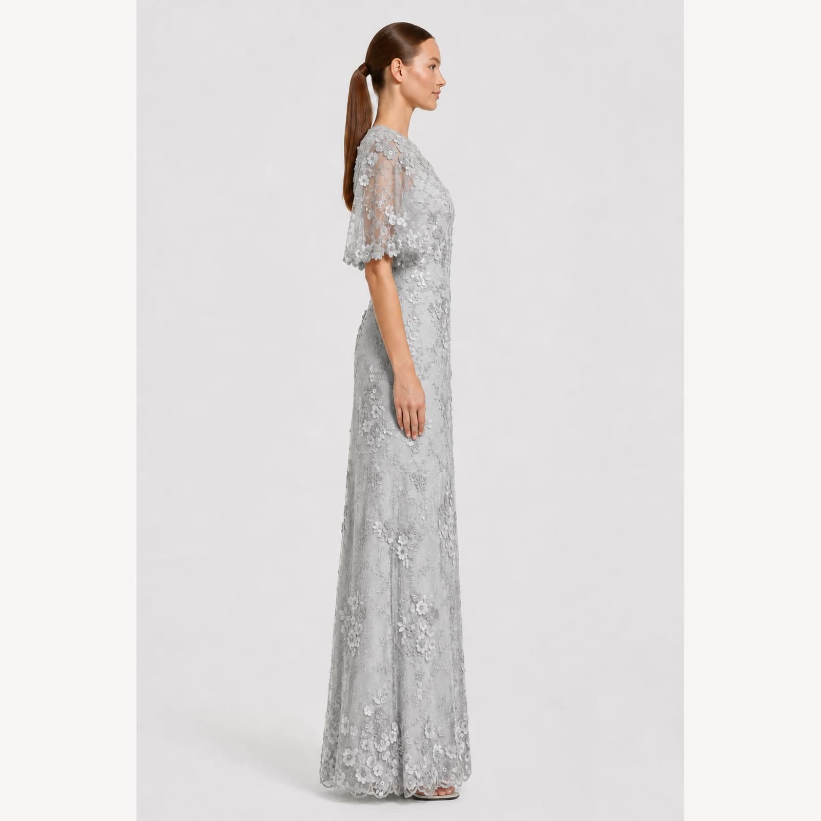 Katarina Silver Lace Gown, view 4