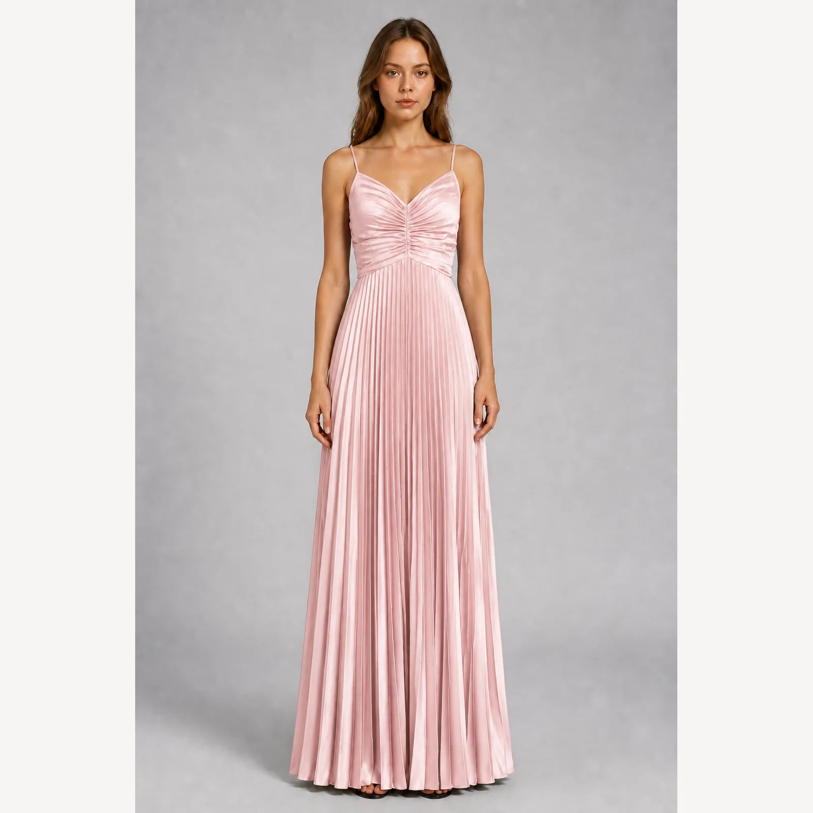 Kerensa Pink Pleated Evening Gown, view 1