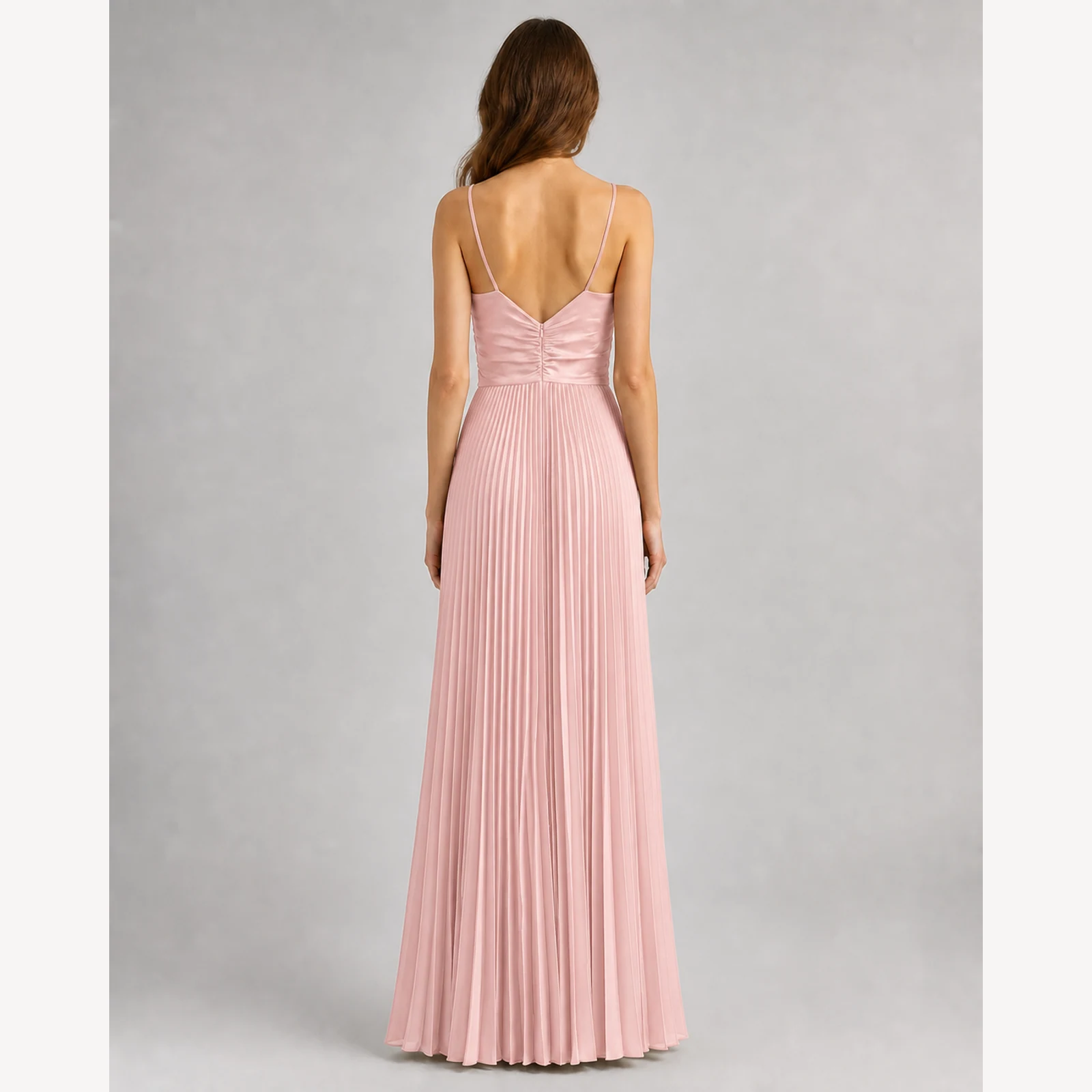 Kerensa Pink Pleated Evening Gown, view 2