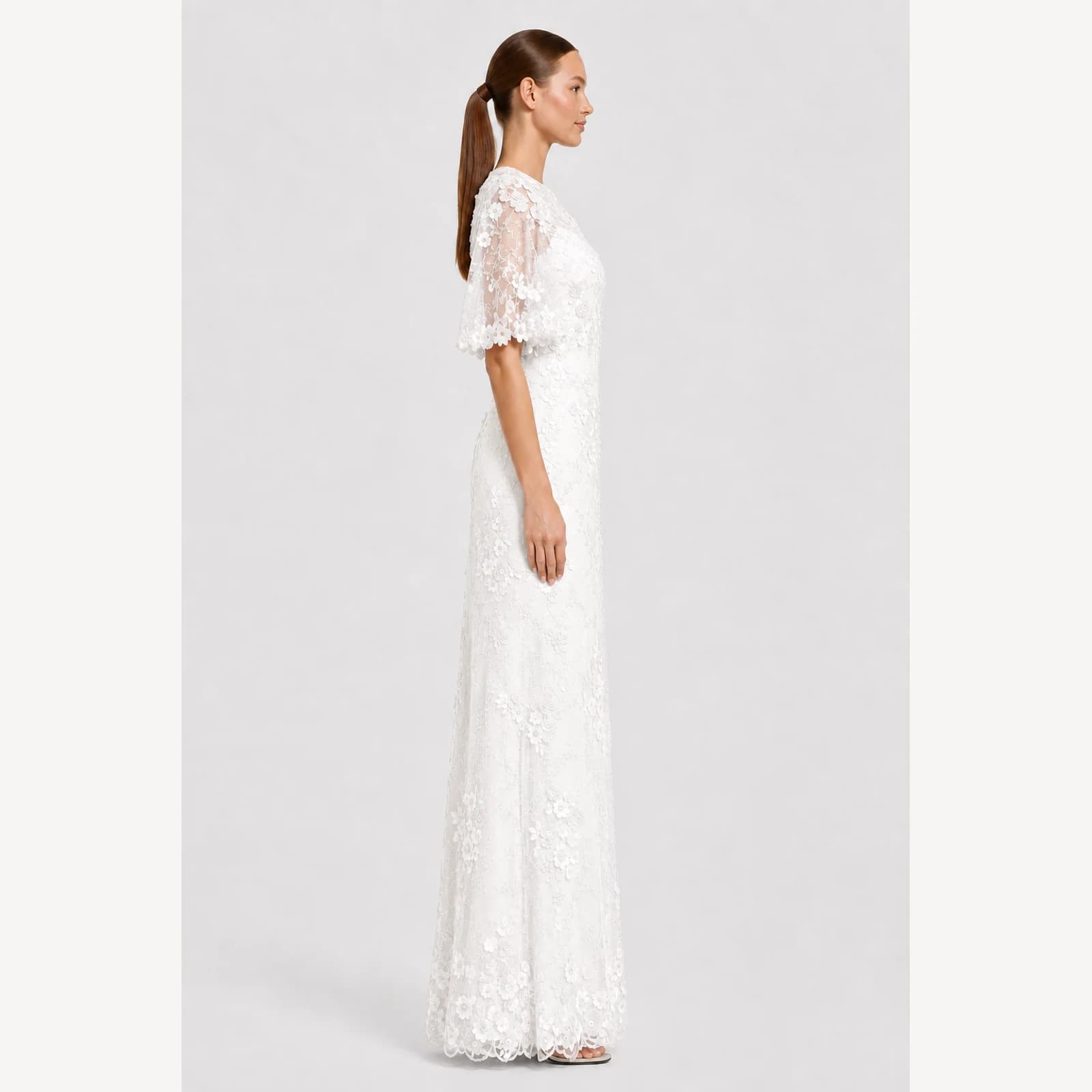 Leonora White Lace Gown, view 4