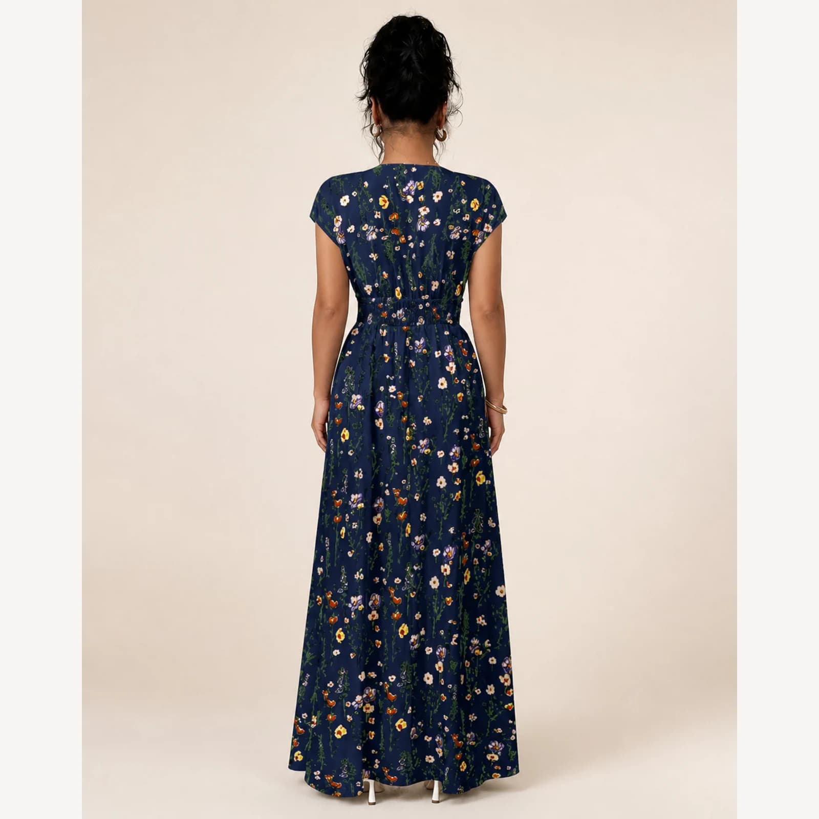 Loretta Navy Floral Maxi Dress, view 2