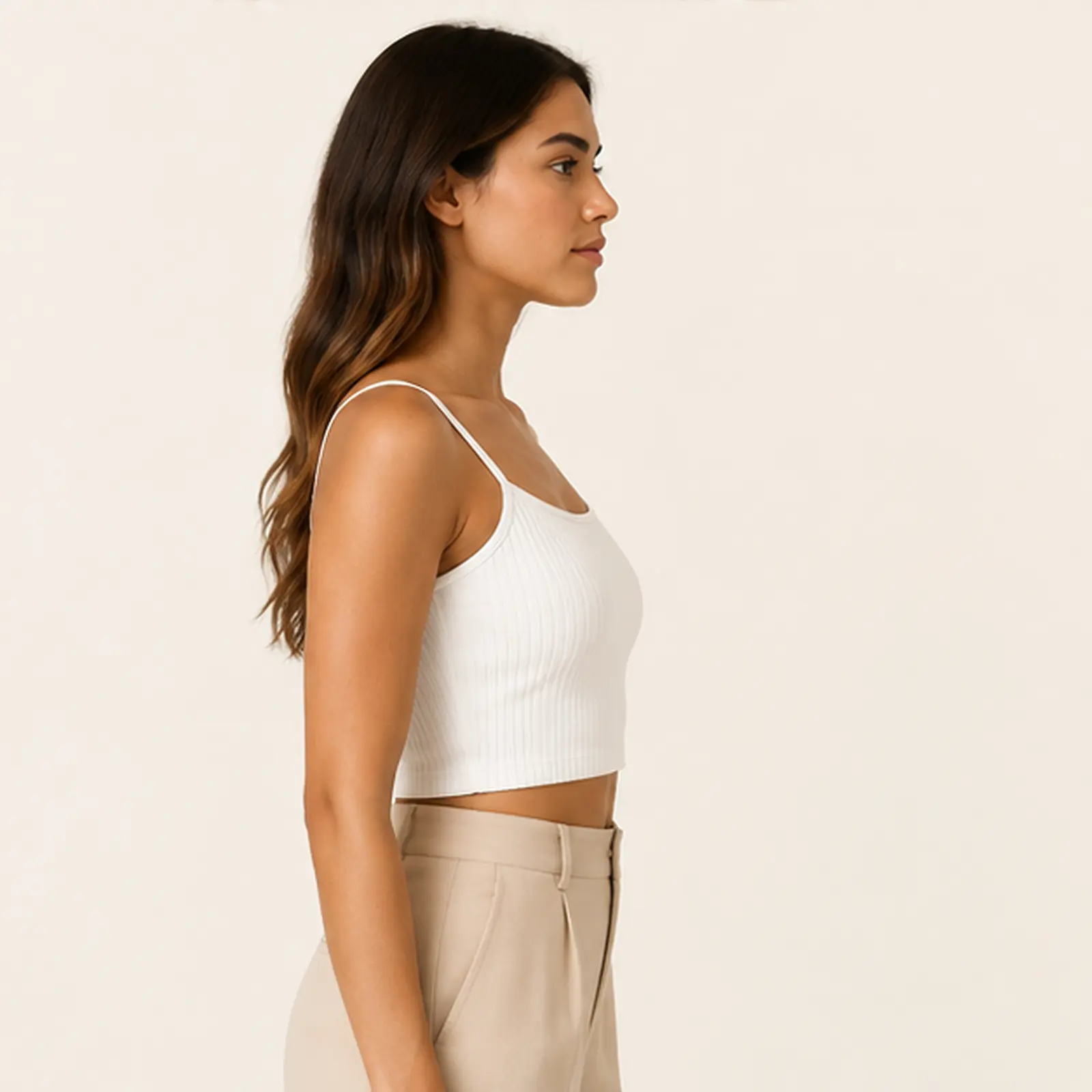 Lumi Pearl Ribbed Tank Top, view 4