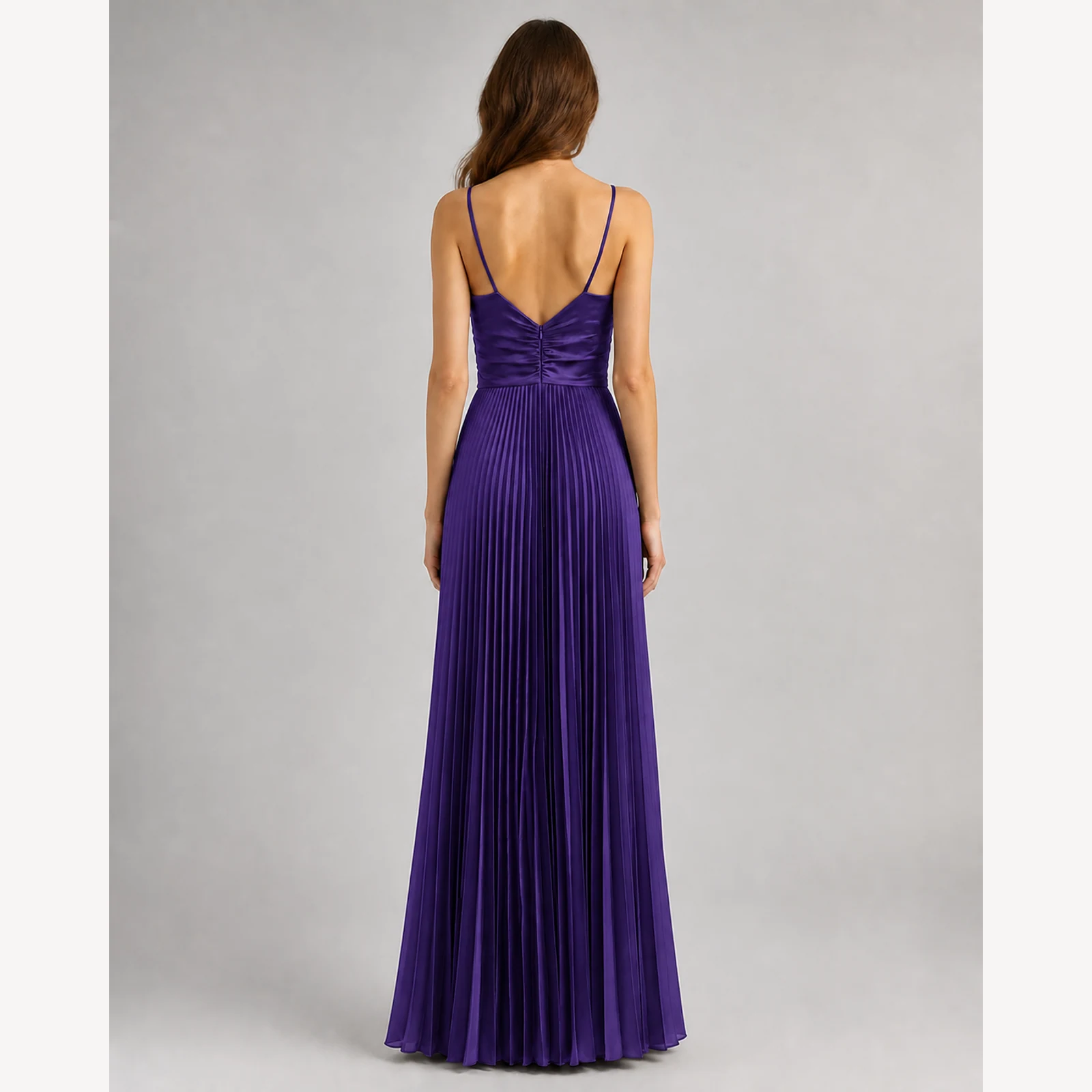 Lysandra Purple Pleated Evening Gown, view 2