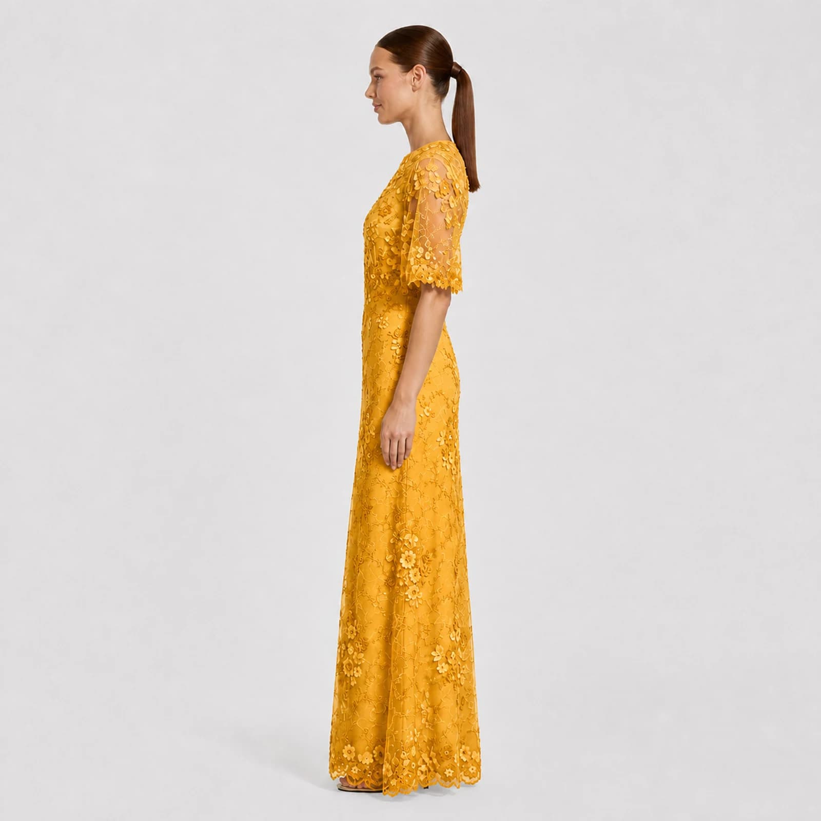Magnolia Yellow Lace Gown, view 3