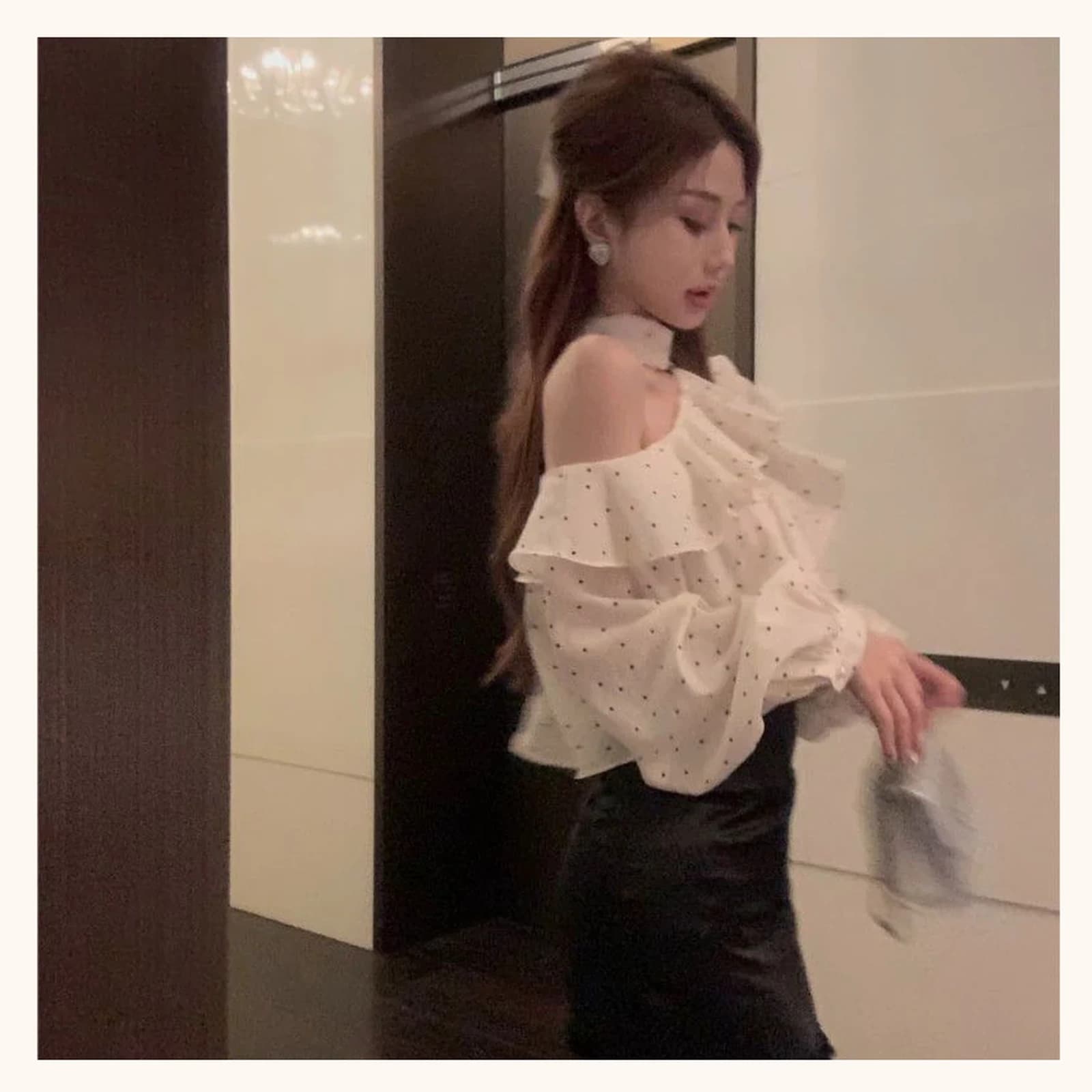 Margaux Ruffle Polka Dot Blouse, view 2