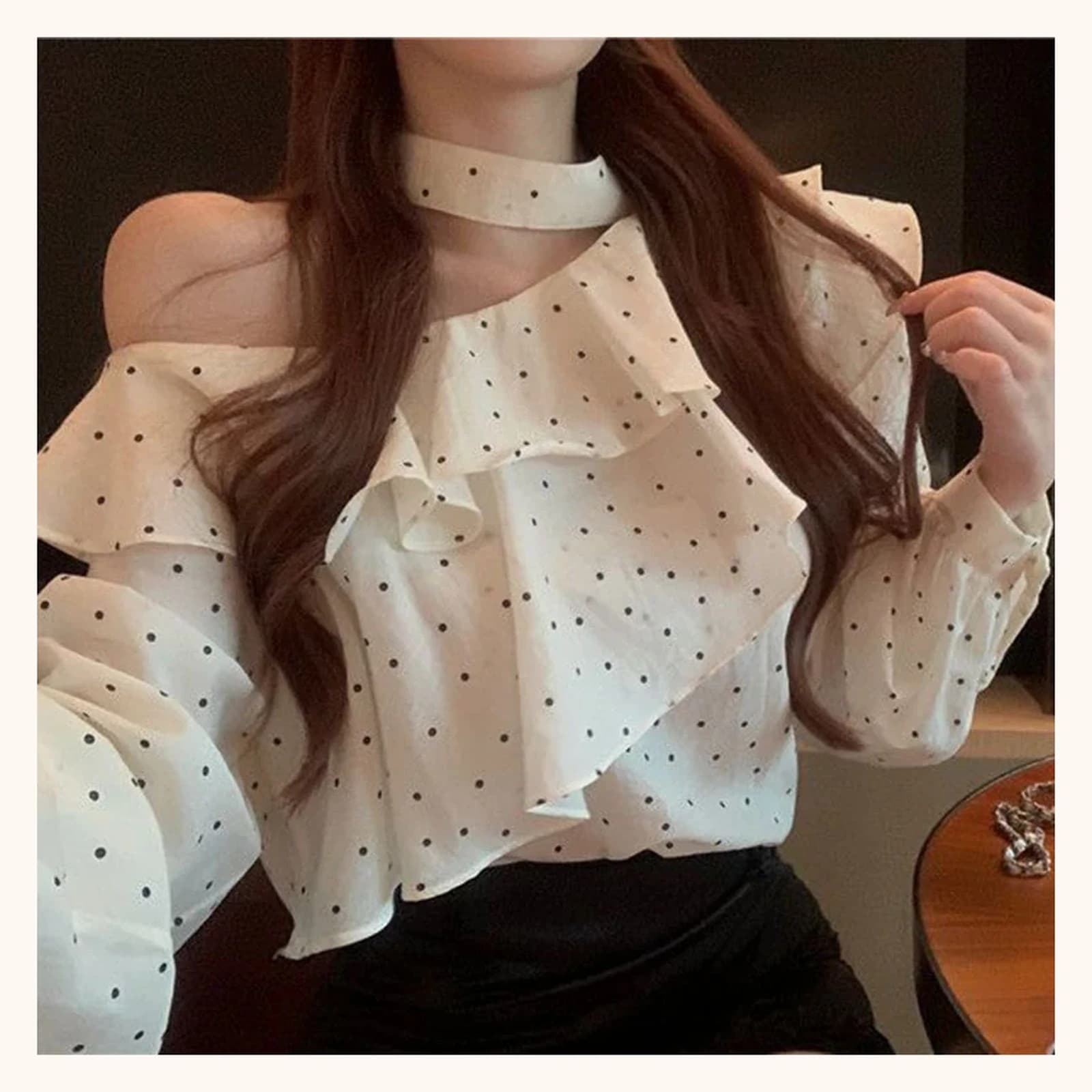 Margaux Ruffle Polka Dot Blouse, view 1