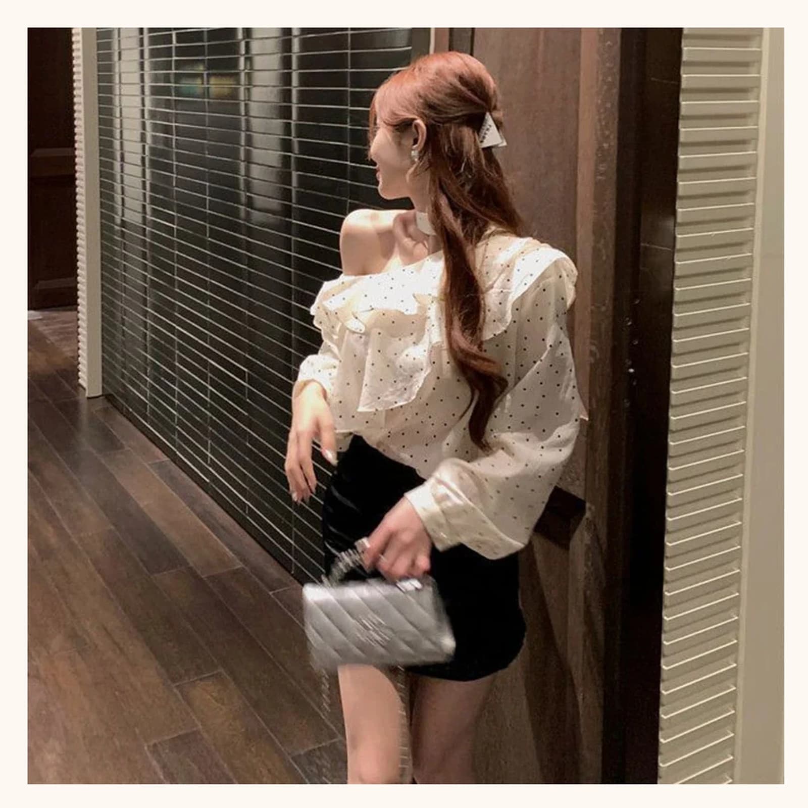 Margaux Ruffle Polka Dot Blouse, view 4