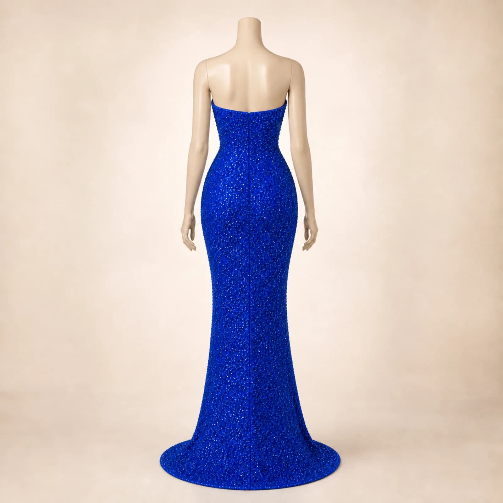 Marielle Blue Crystal Mermaid Gown, view 2