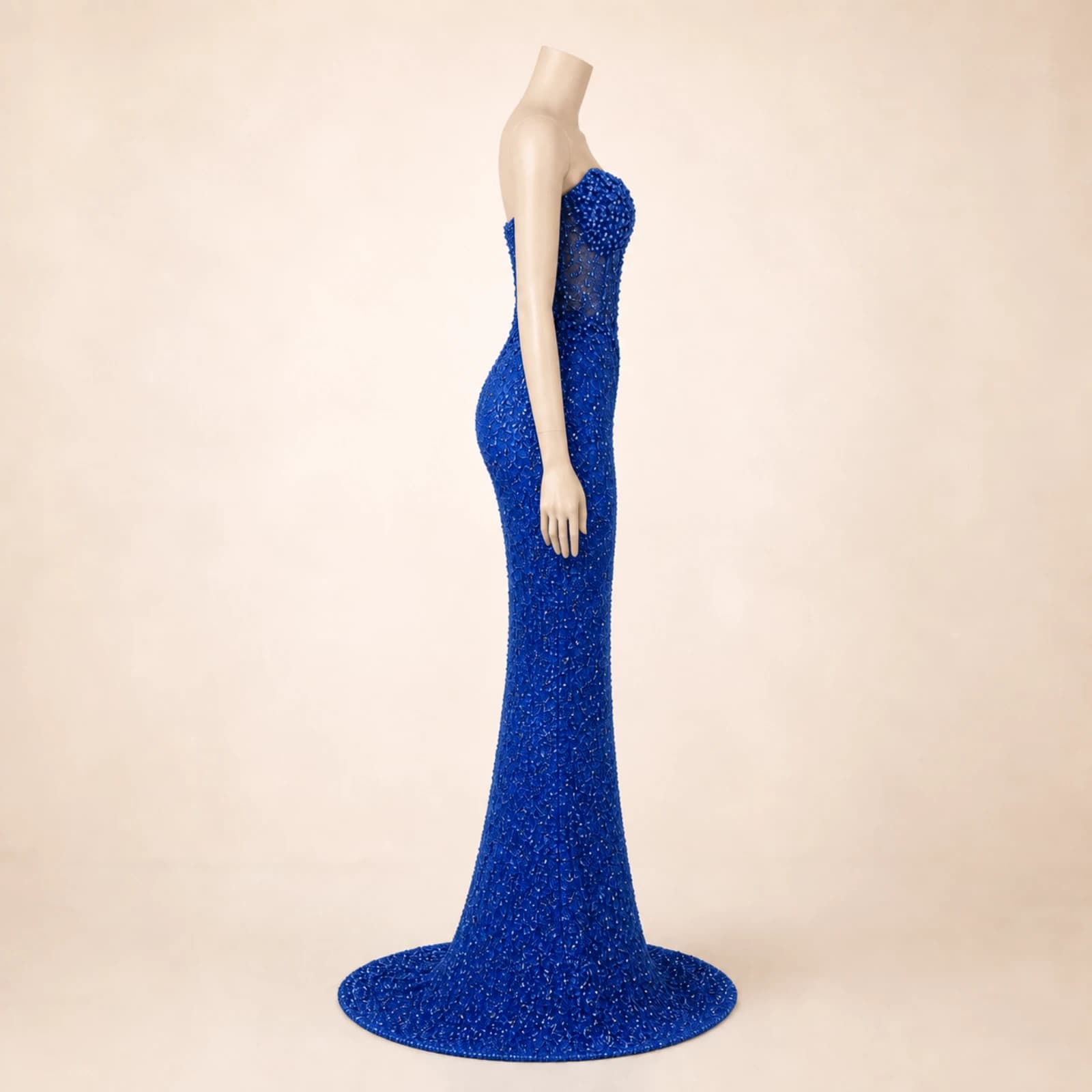 Marielle Blue Crystal Mermaid Gown, view 3